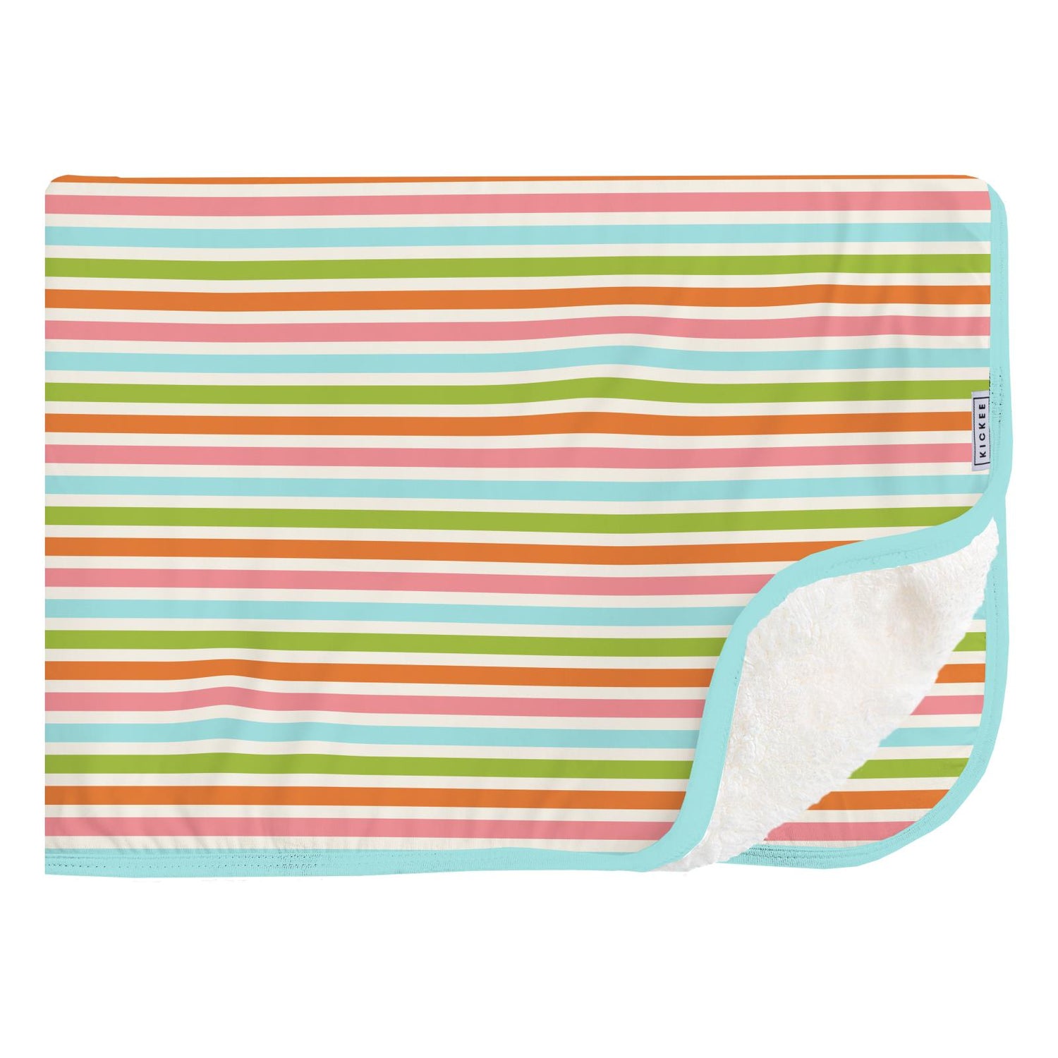 Print Sherpa-Lined Throw Blanket in Beach Day Stripe