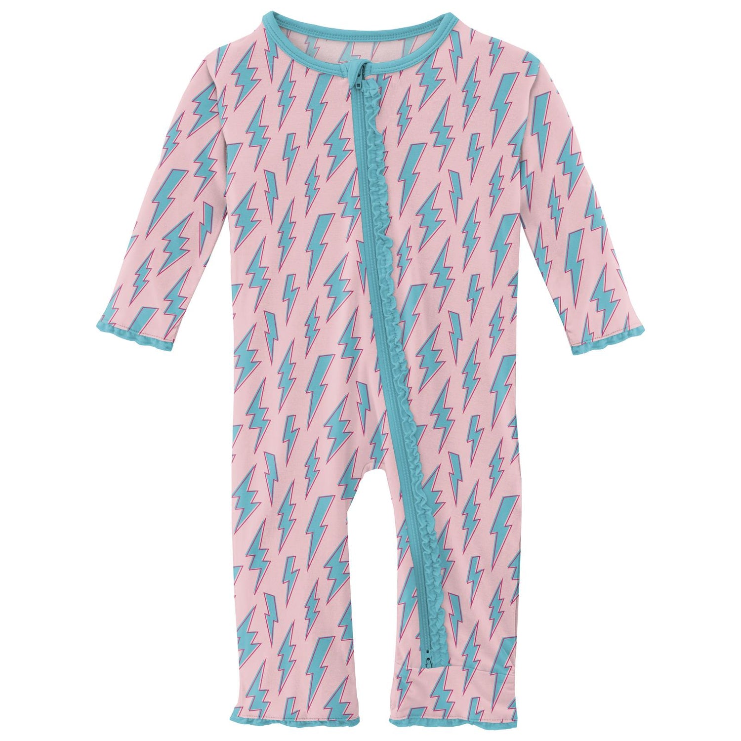 Print Muffin Ruffle Coverall with 2 Way Zipper in Lotus Lightning