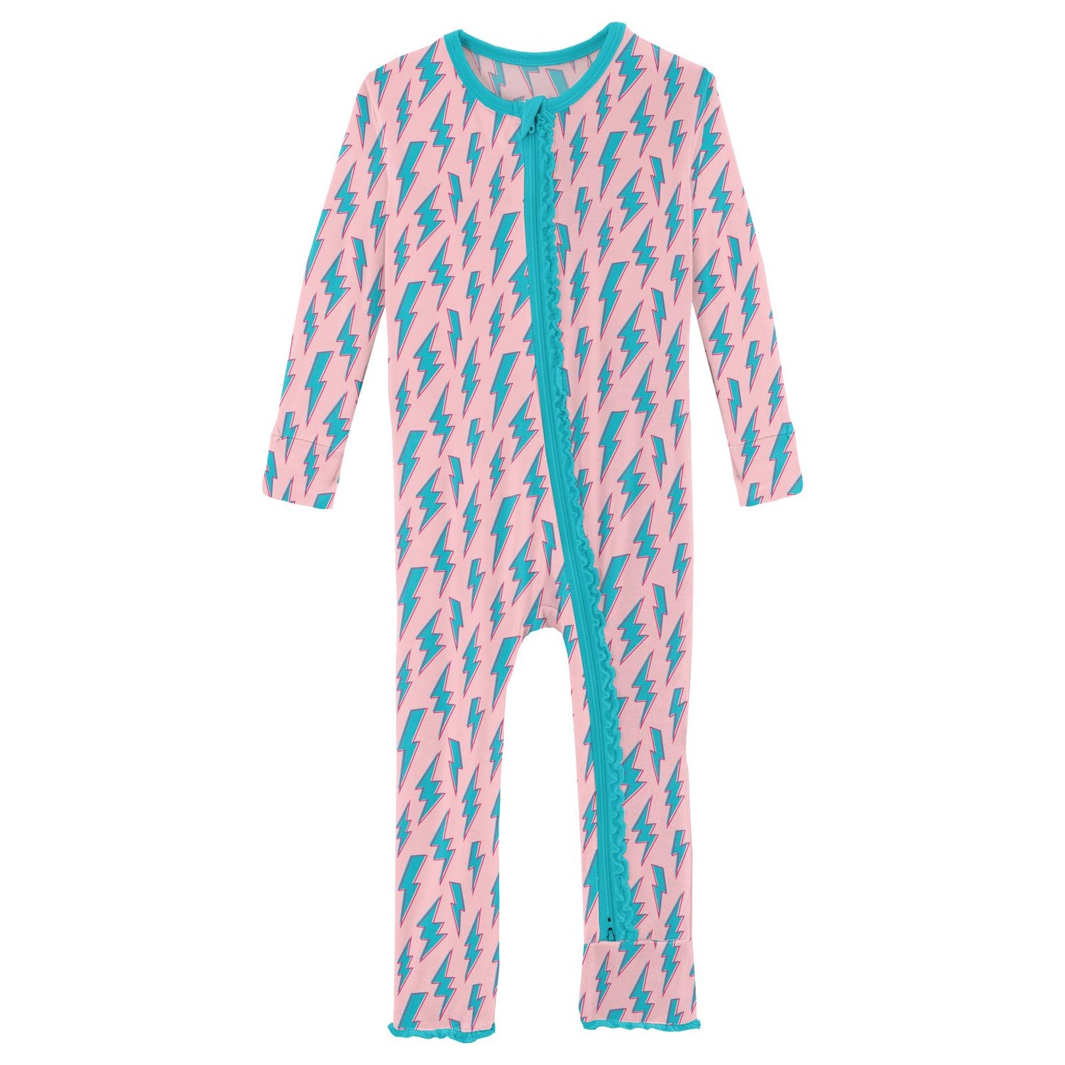 Print Muffin Ruffle Coverall with 2 Way Zipper in Lotus Lightning