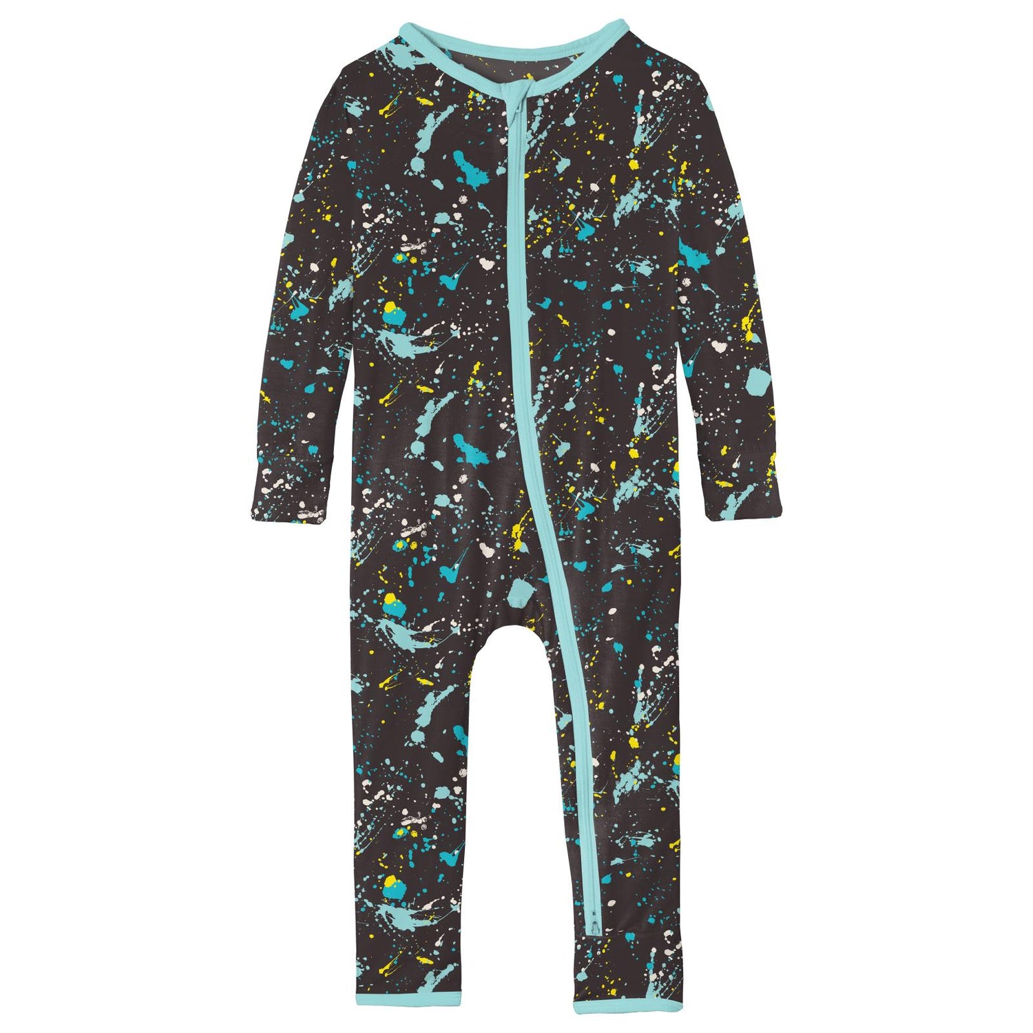 Print Coverall with 2 Way Zipper in Confetti Splatter Paint