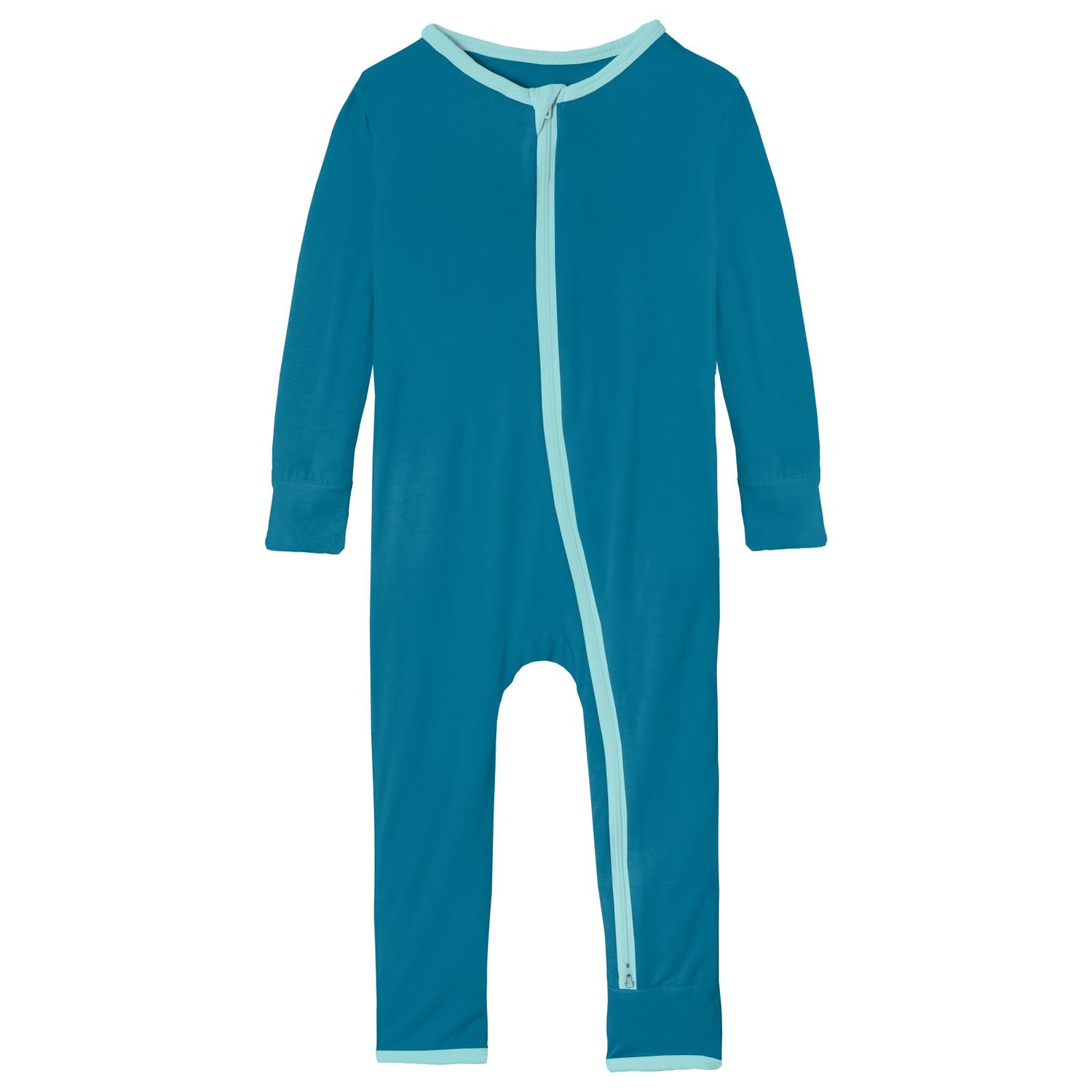 Coverall with 2 Way Zipper in Cerulean Blue with Summer Sky