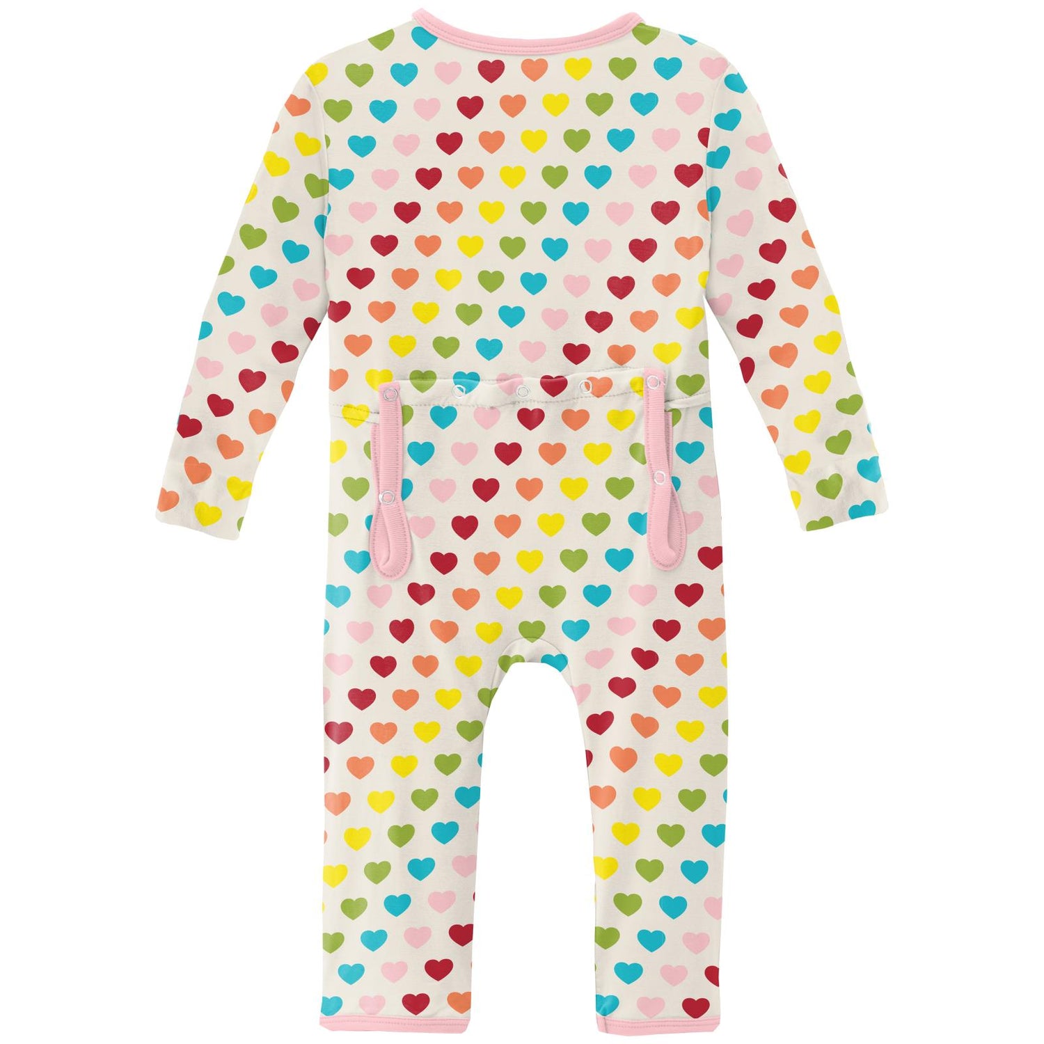 Print Coverall with 2 Way Zipper in Rainbow Hearts