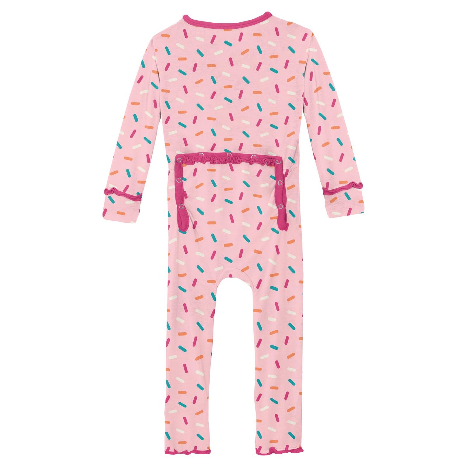 Print Muffin Ruffle Coverall with 2 Way Zipper in Lotus Sprinkles