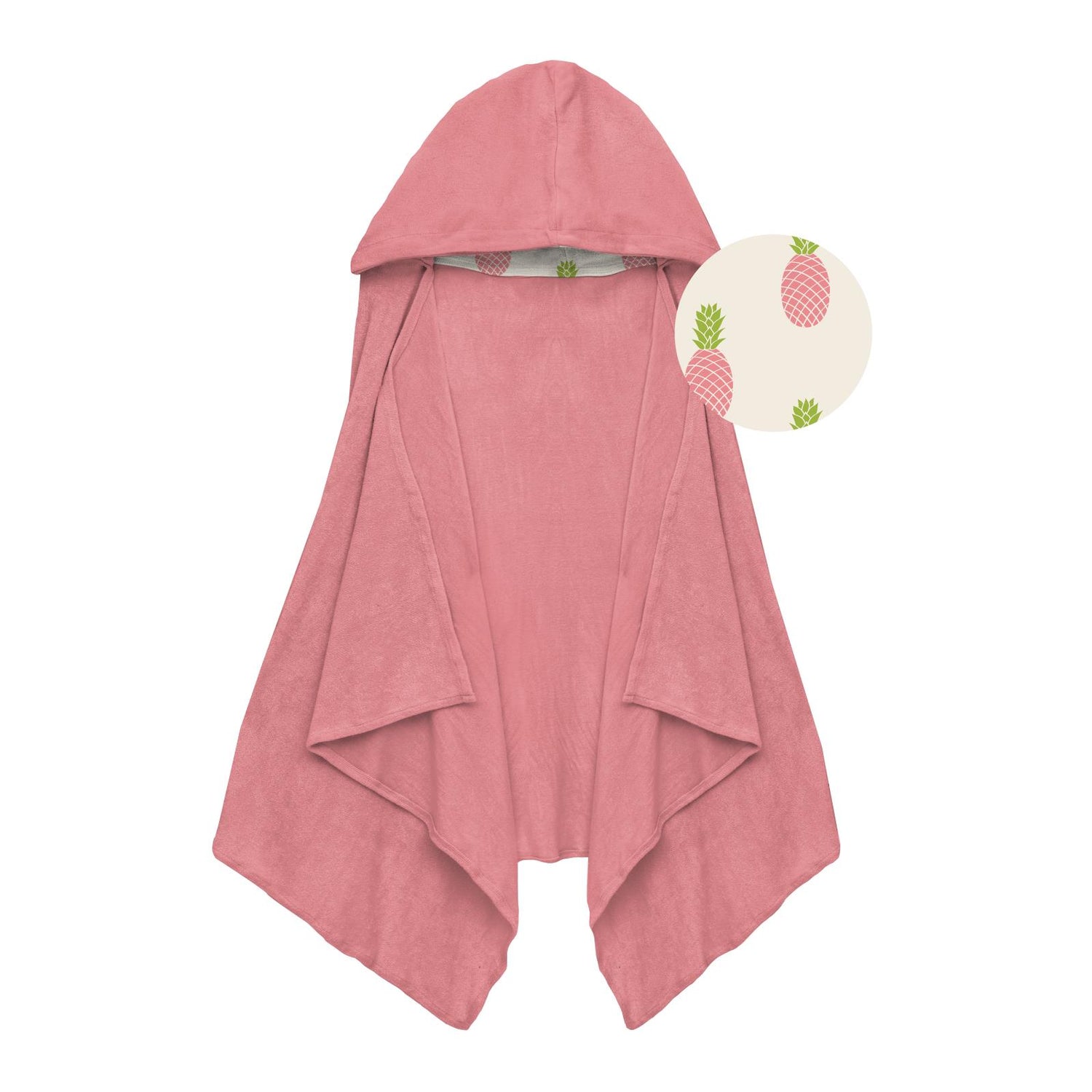 Terry Hooded Towel with Lined Hood in Strawberry with Natural Pineapples