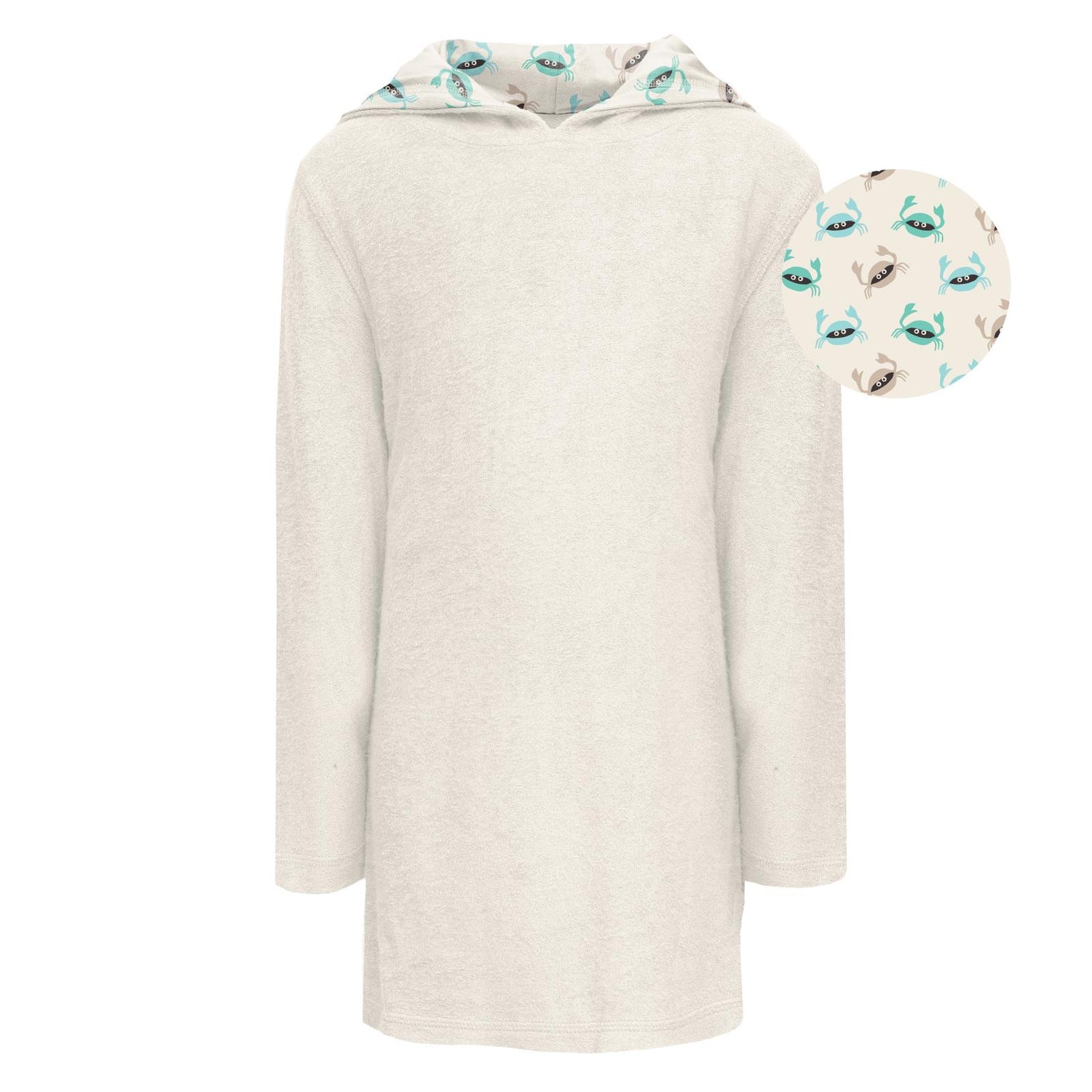 Terry Pull-over After Swim Robe in Natural with Natural Crabs
