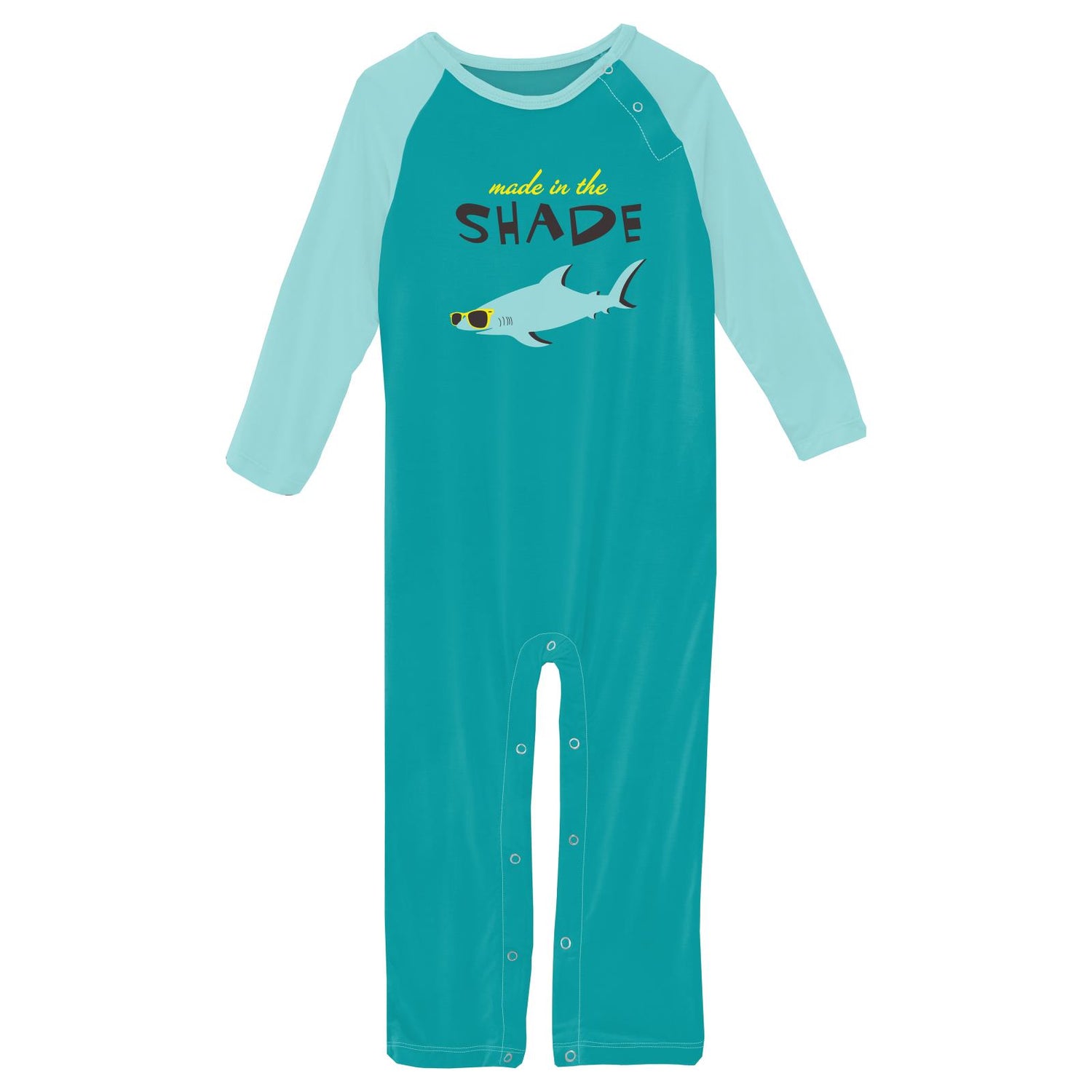 Long Sleeve Graphic Raglan Romper in Neptune Made in the Shade