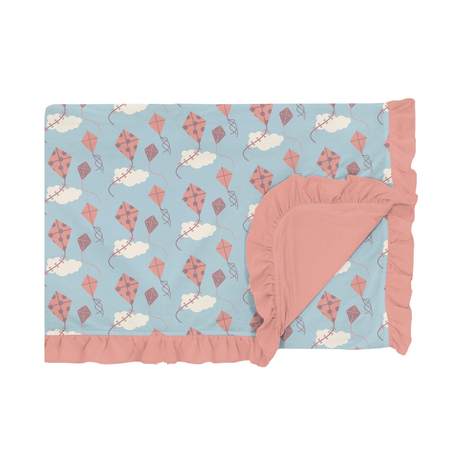 Print Ruffle Toddler Blanket in Spring Day Kites