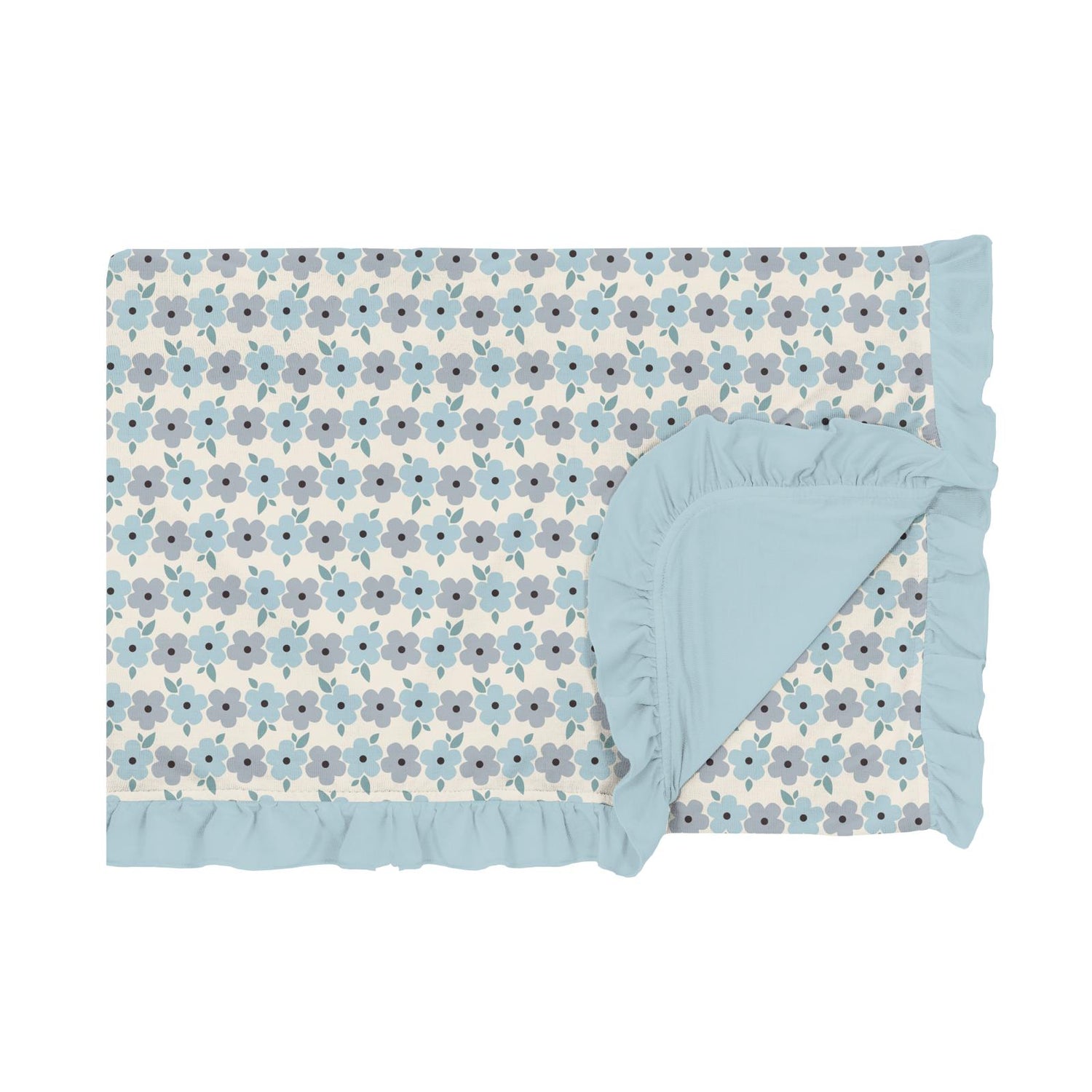 Print Ruffle Toddler Blanket in Natural Hydrangea