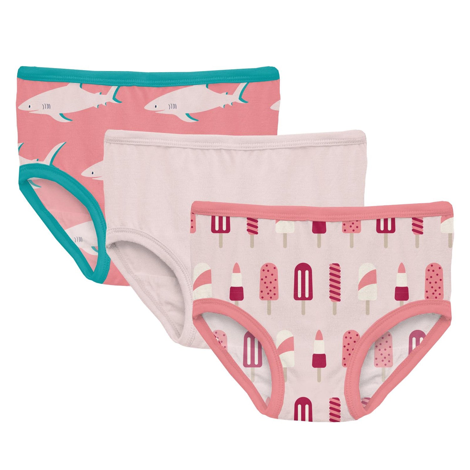 Print Underwear Set of 3 in Strawberry Sharky, Macaroon and Macaroon Popsicles
