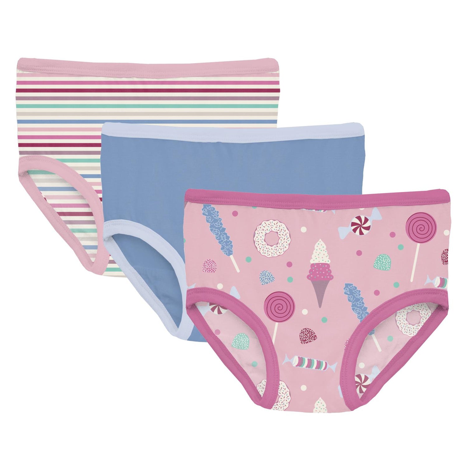 Print Girl's Underwear Set of 3 in Make Believe Stripe, Dream Blue & Cake Pop Candy Dreams