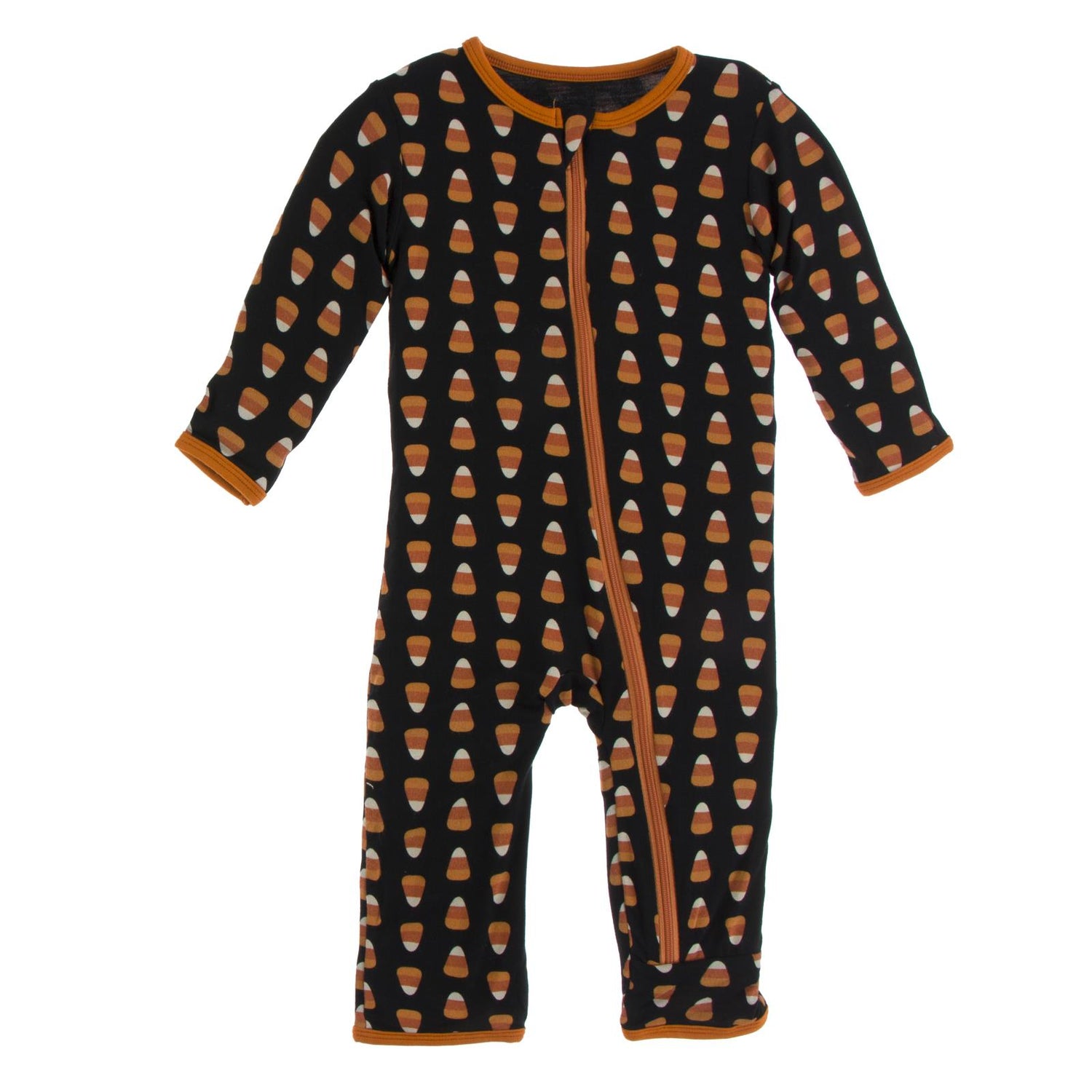Print Coverall with Zipper in Midnight Candy Corn