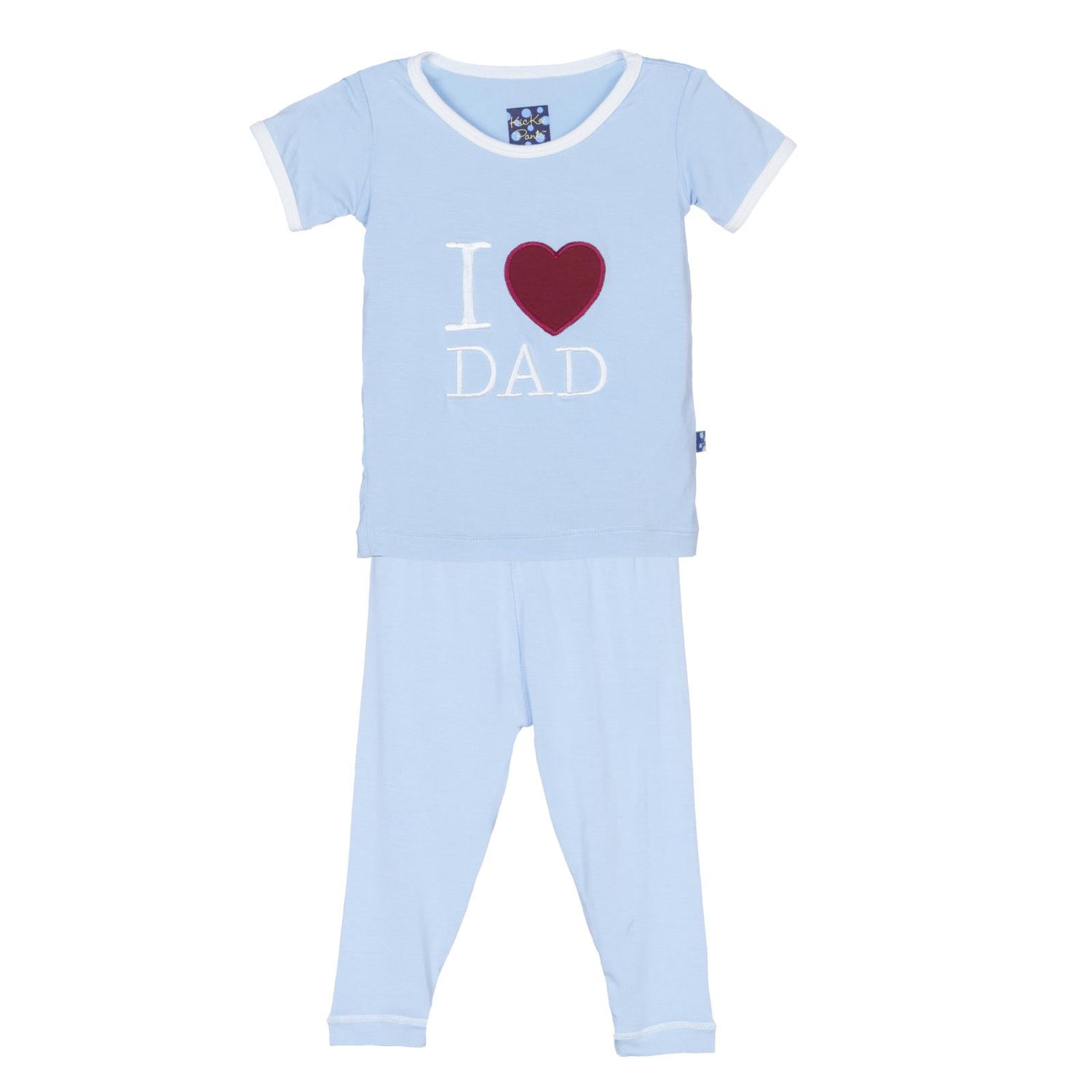 Holiday Short Sleeve Applique Pajama Set in Pond I Love Dad