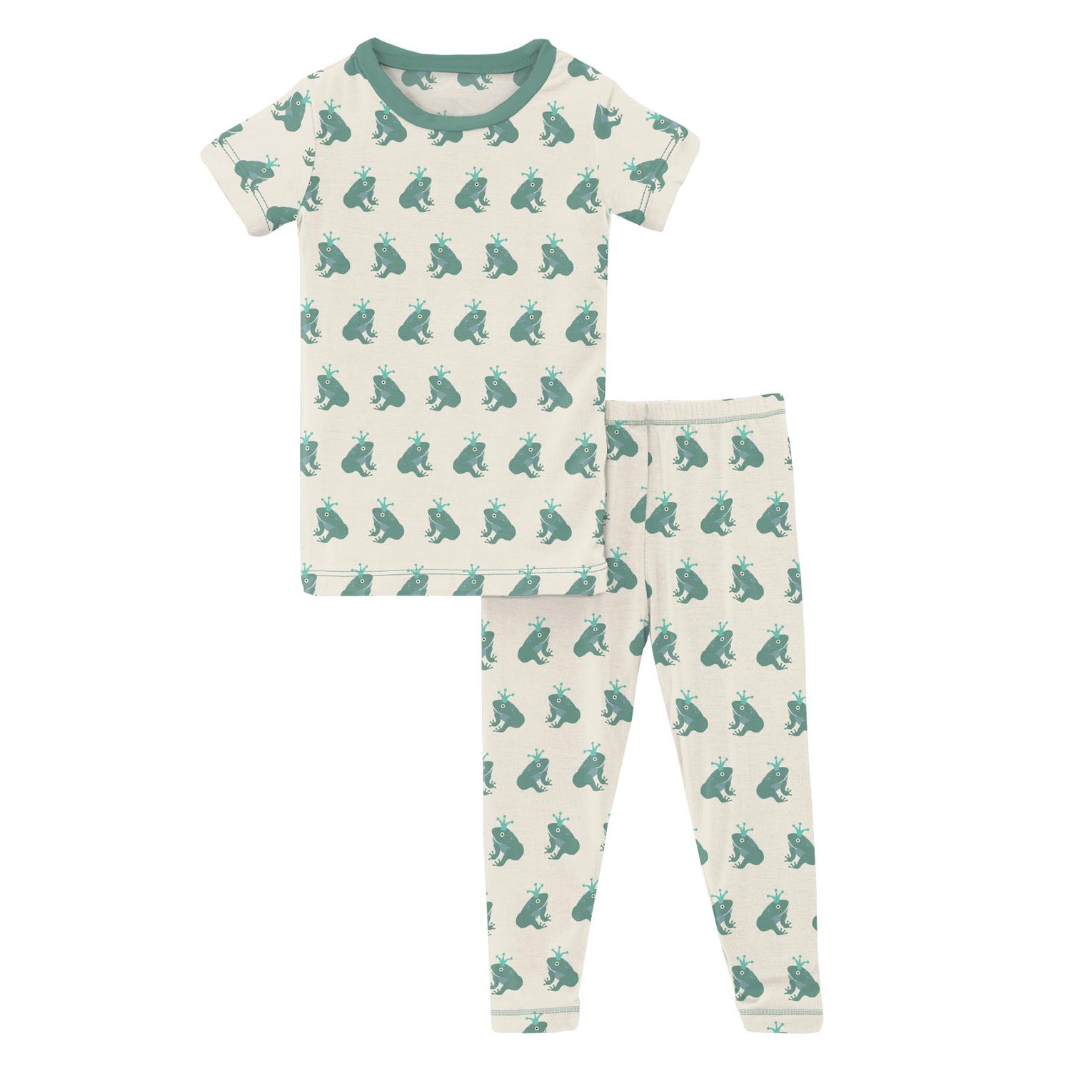 Print Short Sleeve Pajama Set in Natural Frog Prince