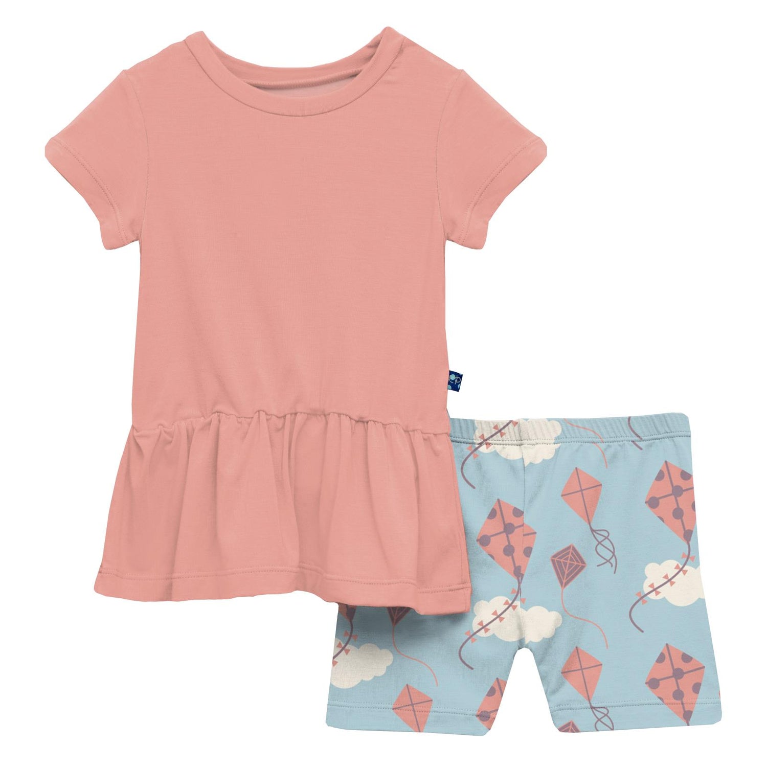Print Short Sleeve Playtime Outfit Set in Spring Day Kites