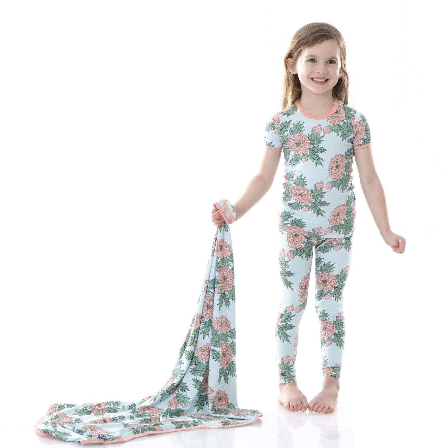 Print Short Sleeve Pajama Set in Spring Sky Floral