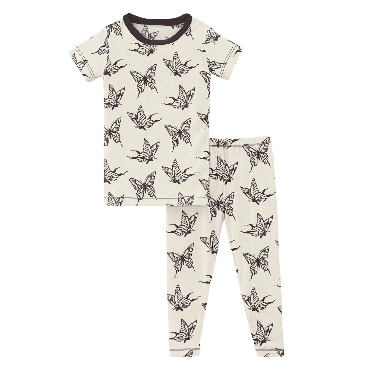 Print Short Sleeve Pajama Set in Natural Swallowtail