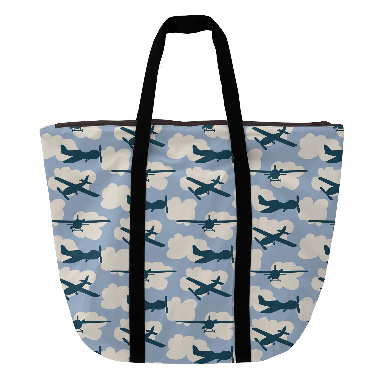 Print Coated Woven Tote Bag in Pond Planes