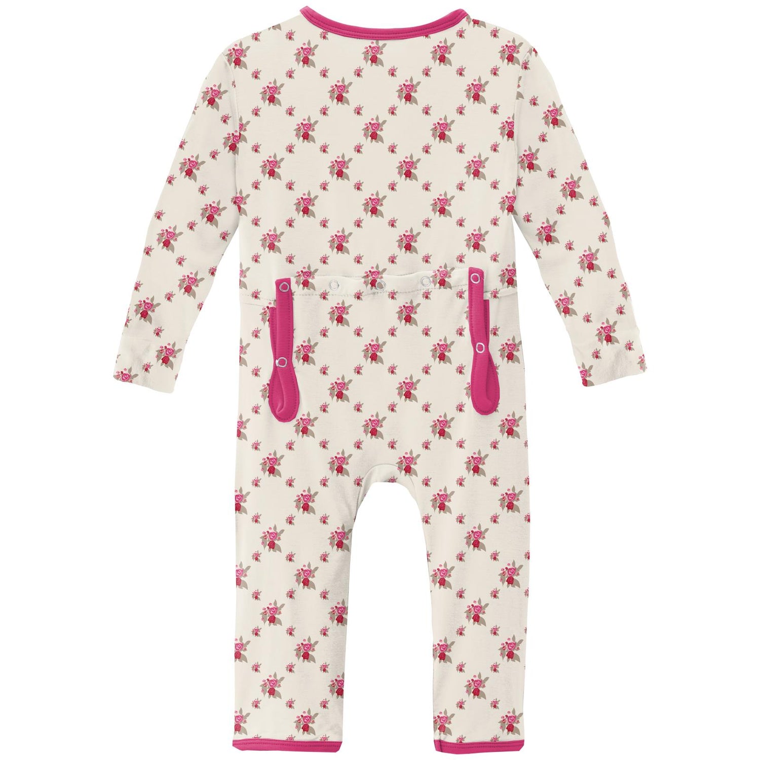 Print Coverall with Zipper in Natural Rose Trellis