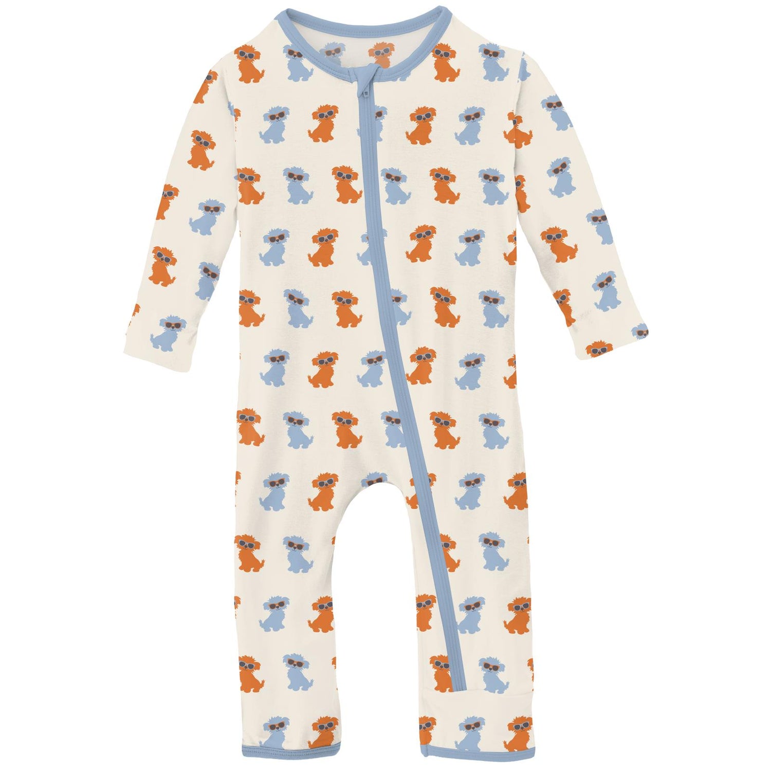 Print Coverall with Zipper in Natural Beach Pup