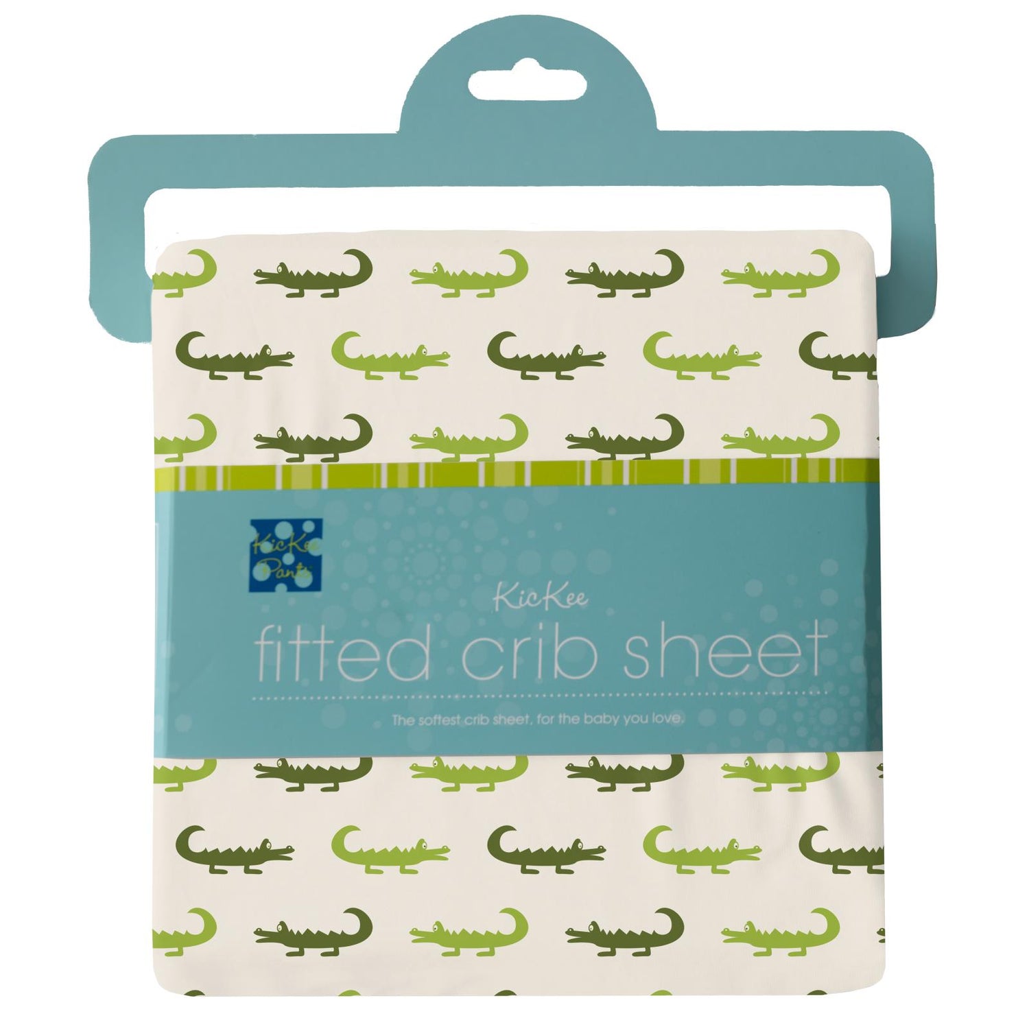 Print Fitted Crib Sheet in Natural Crocodile