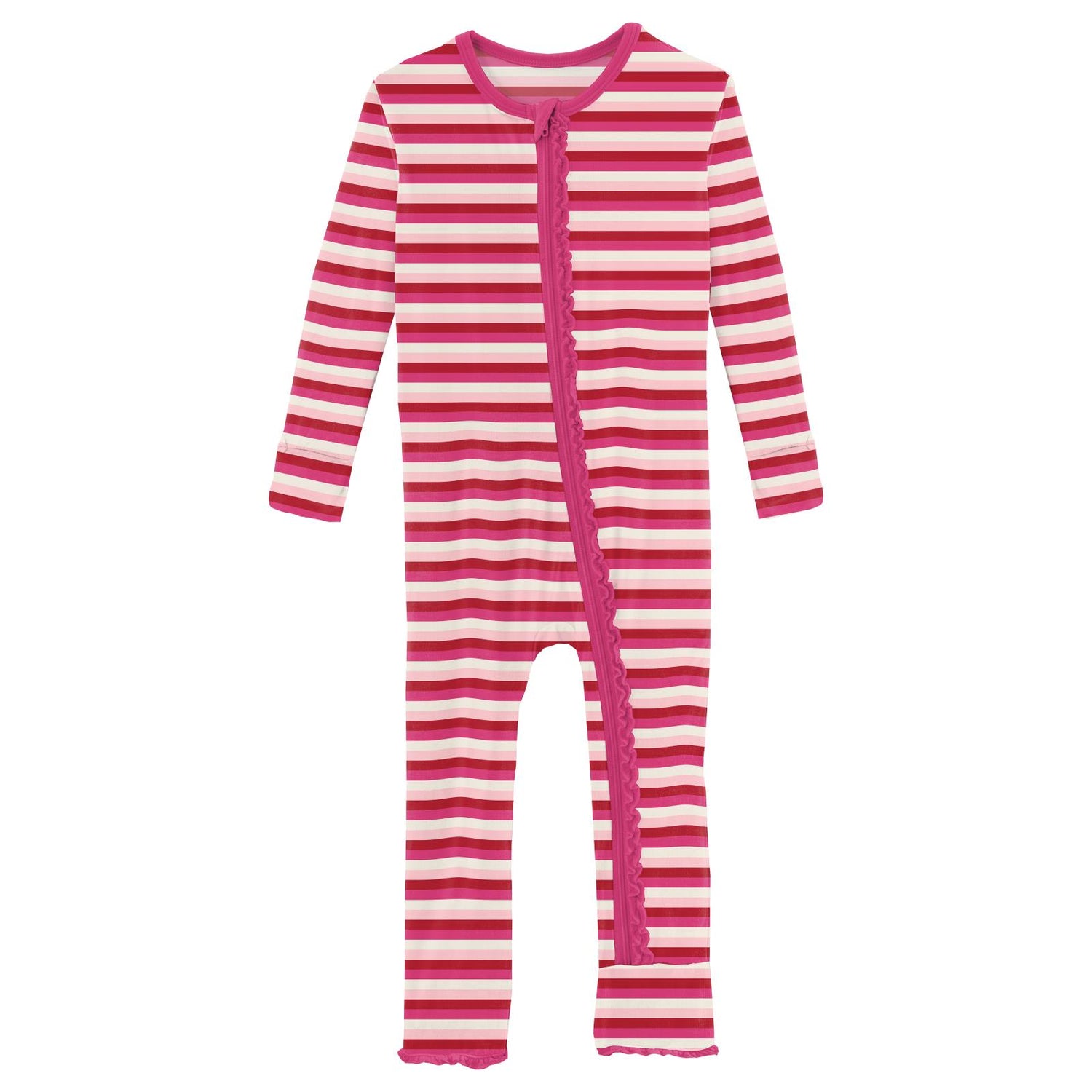 Print Muffin Ruffle Coverall with Zipper in Anniversary Candy Stripe