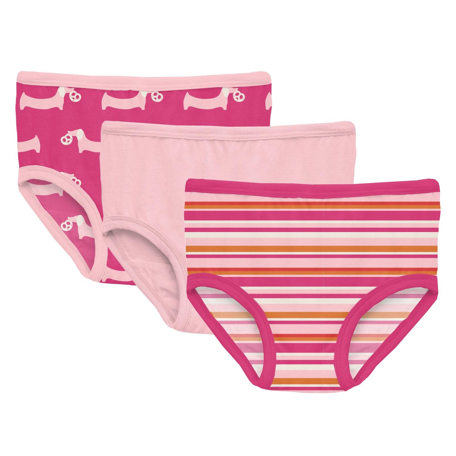 Print Underwear Set of 3 in Calypso Pretzel Pup, Lotus and Anniversary Sunset Stripe