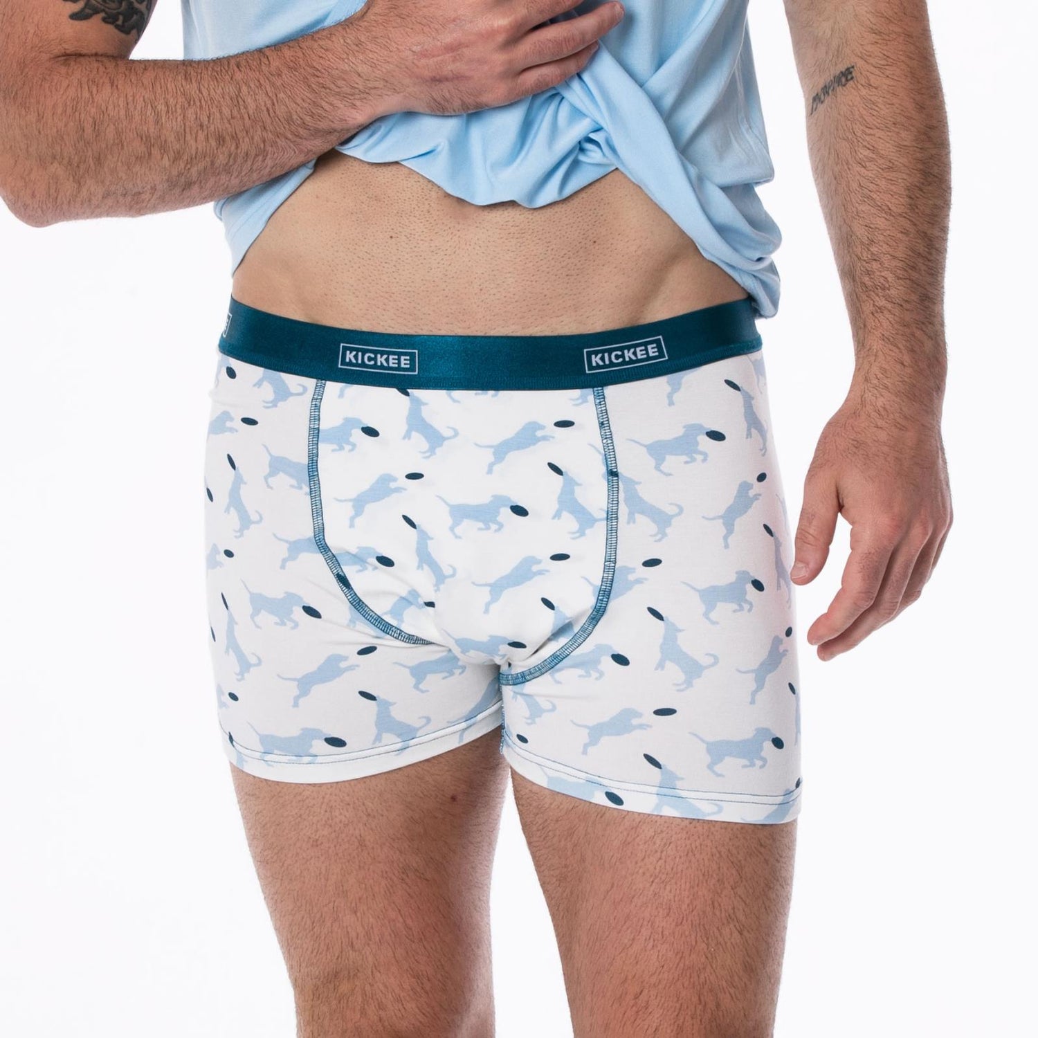 Men's Print Boxer Brief in Natural Frisbee Labs