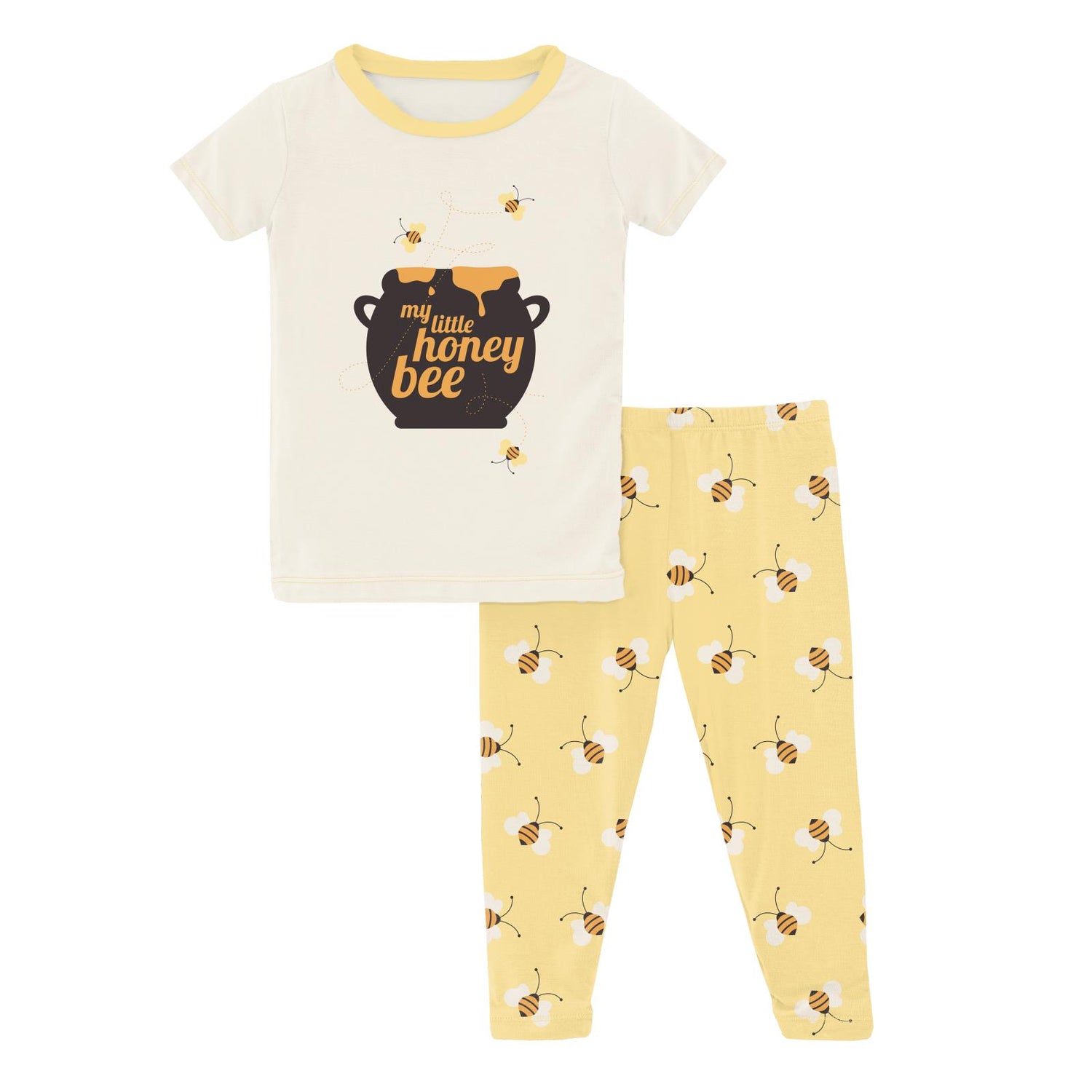 Short Sleeve Graphic Tee Pajama Set in Wallaby Bees