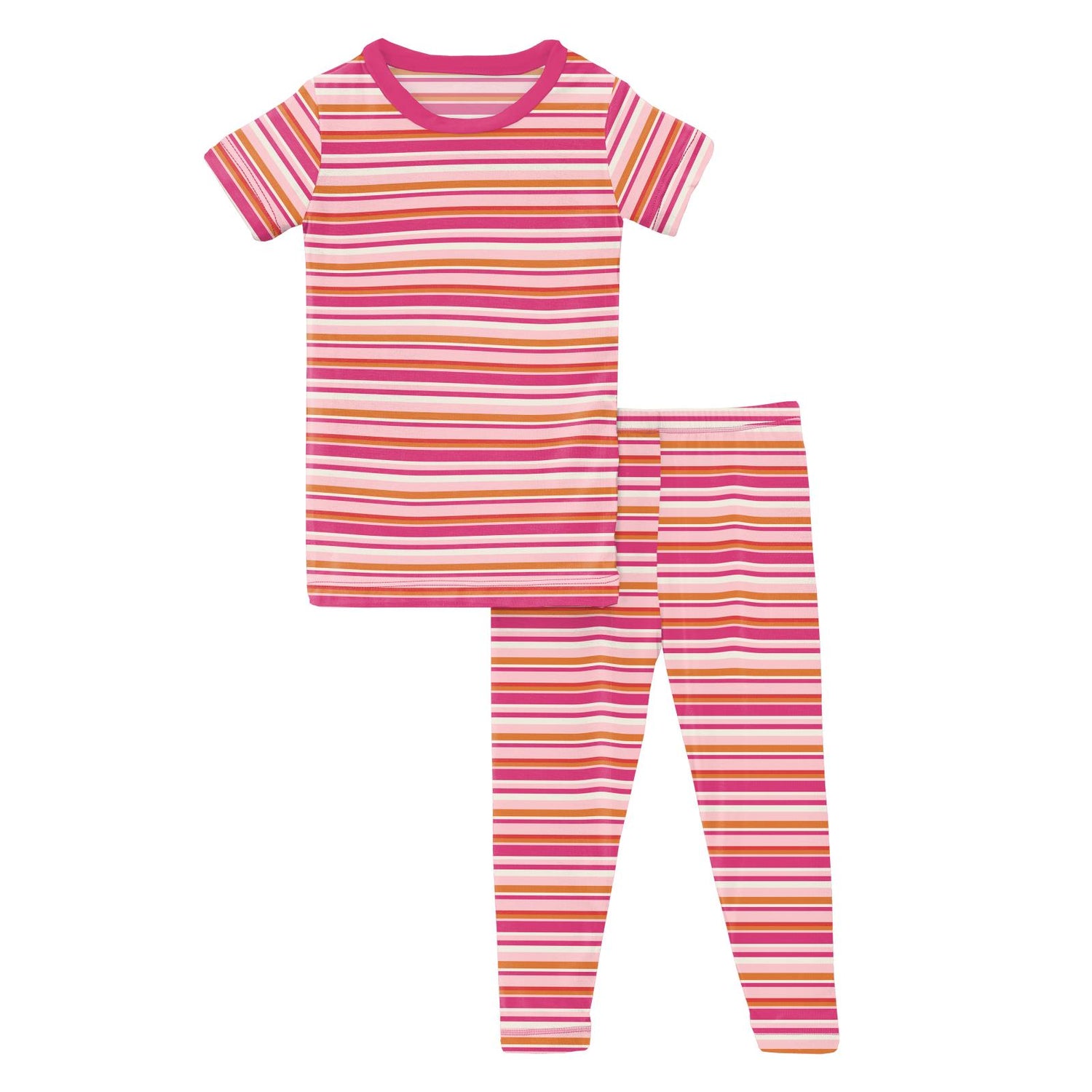 Print Short Sleeve Pajama Set in Anniversary Sunset Stripe