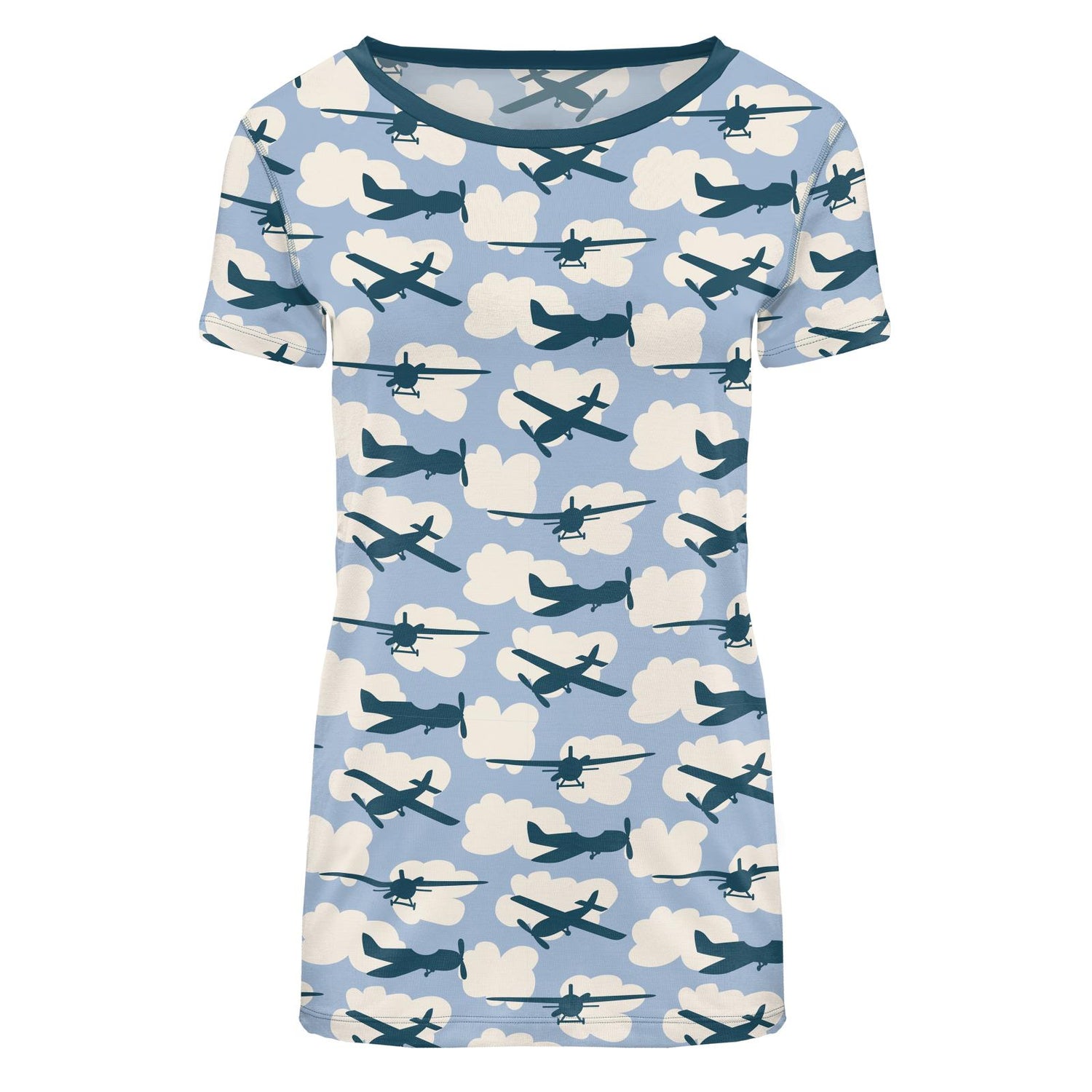 Women's Print Short Sleeve Loosey Goosey Tee in Pond Planes