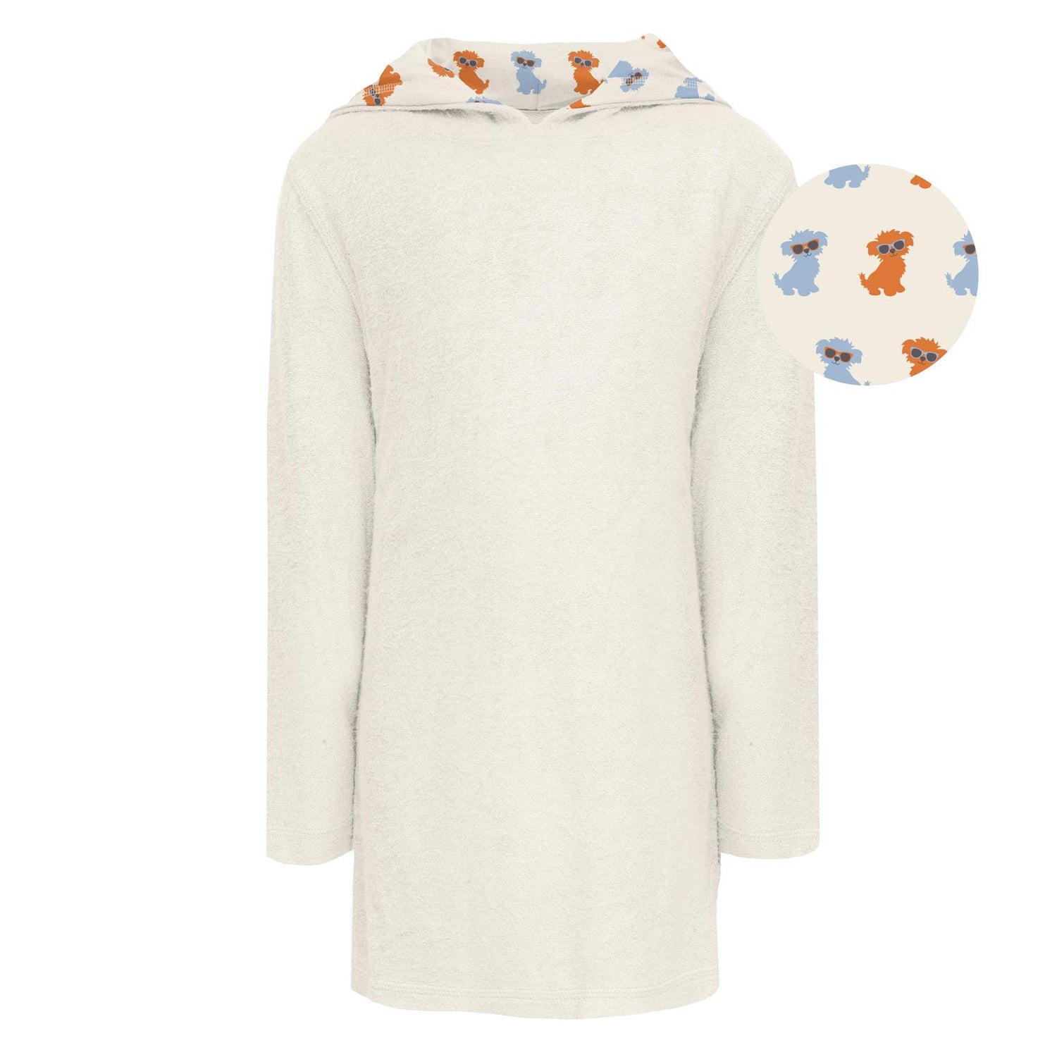 Terry Pull-over After Swim Robe in Natural with Natural Beach Pup