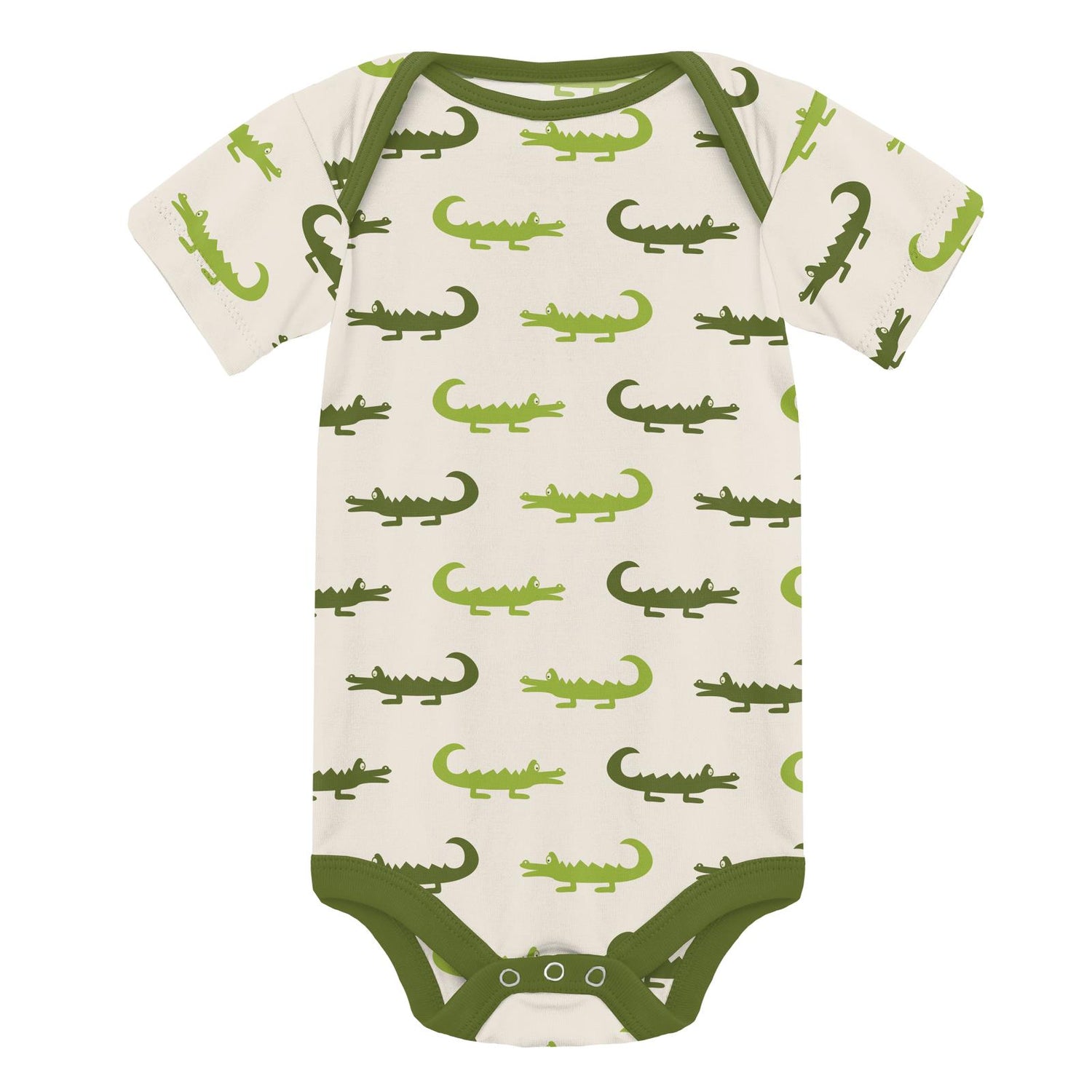 Print Short Sleeve One Piece Set of 2 in Natural Crocodile & Moss