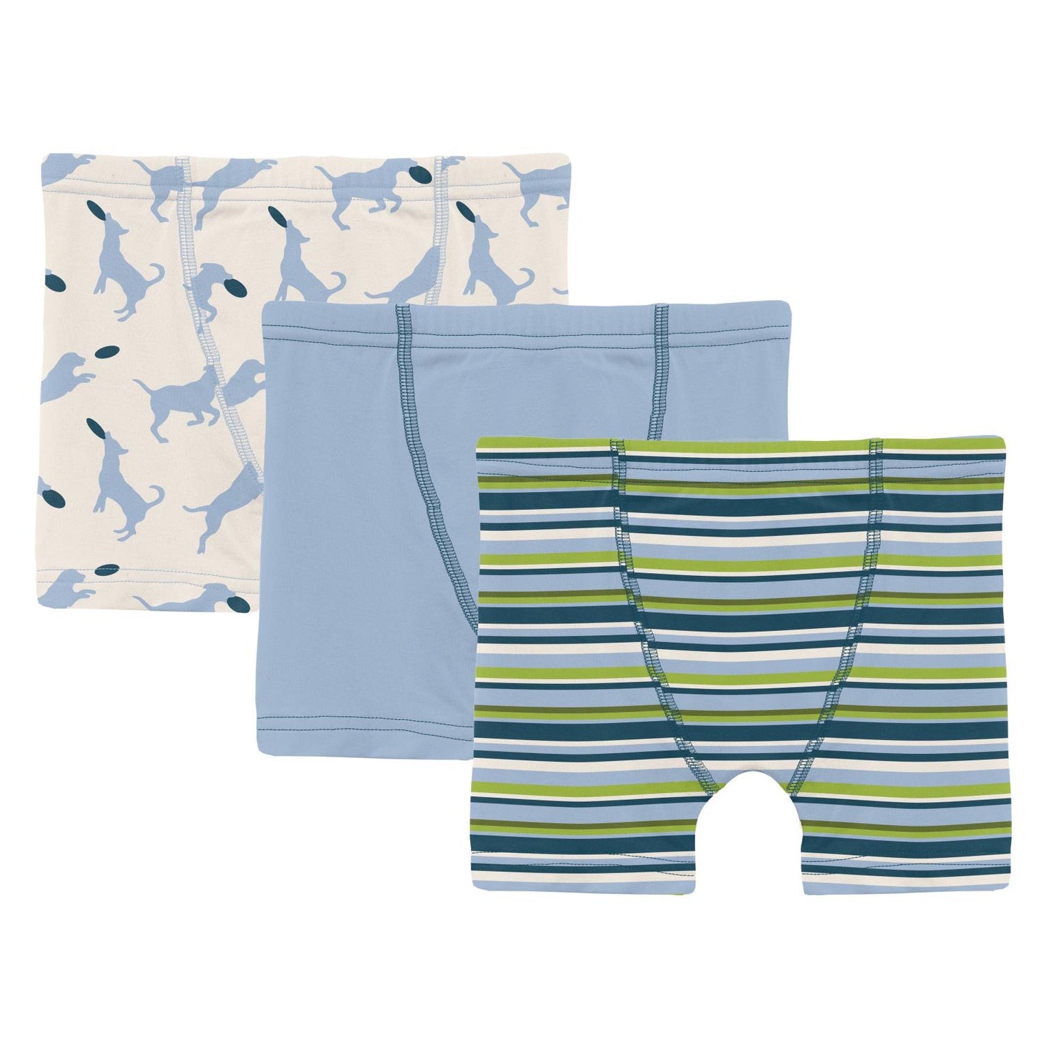 Print Boxer Briefs Set of 3 in Natural Frisbee Labs, Pond and Anniversary Sailaway Stripe