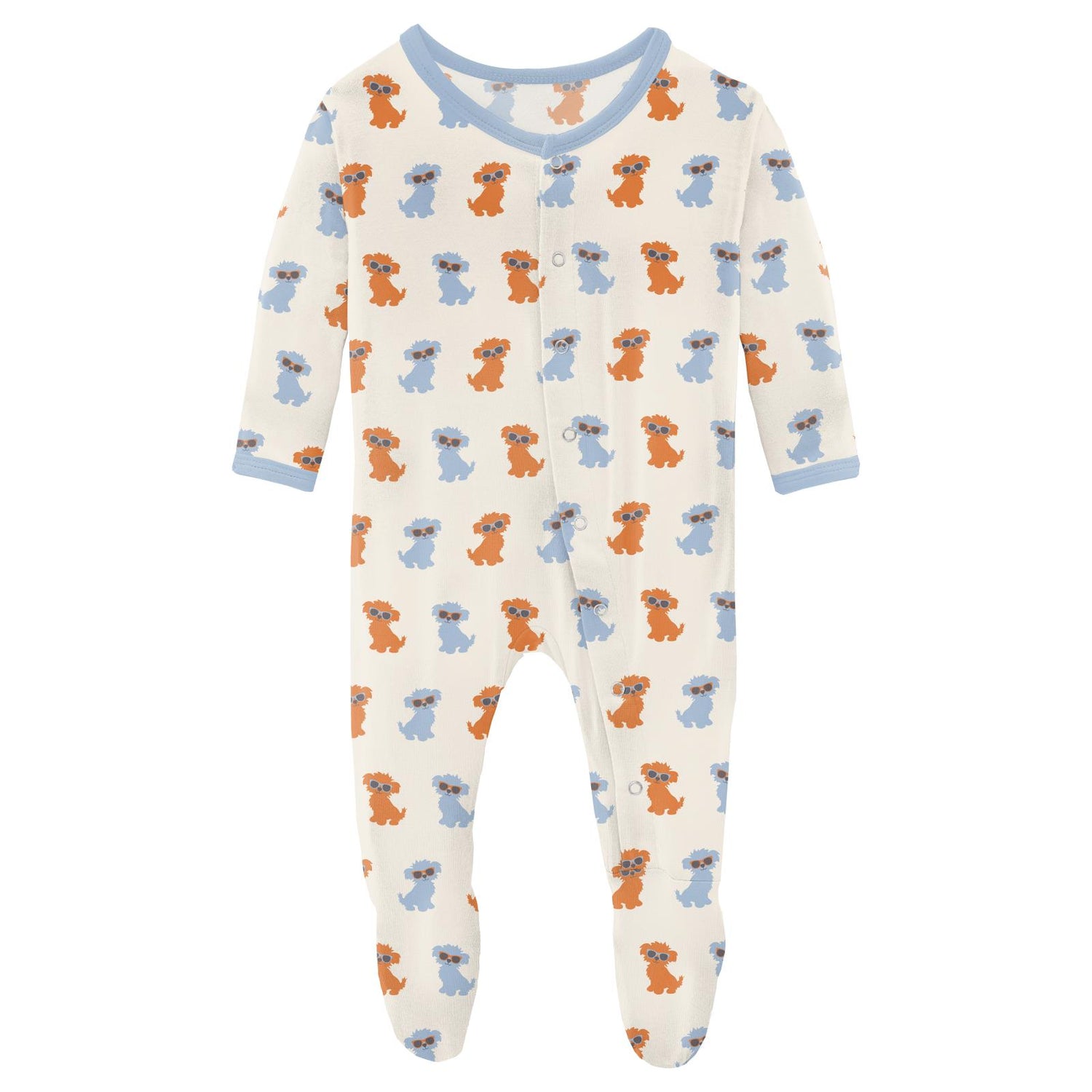 Print Footie with Snaps in Natural Beach Pup