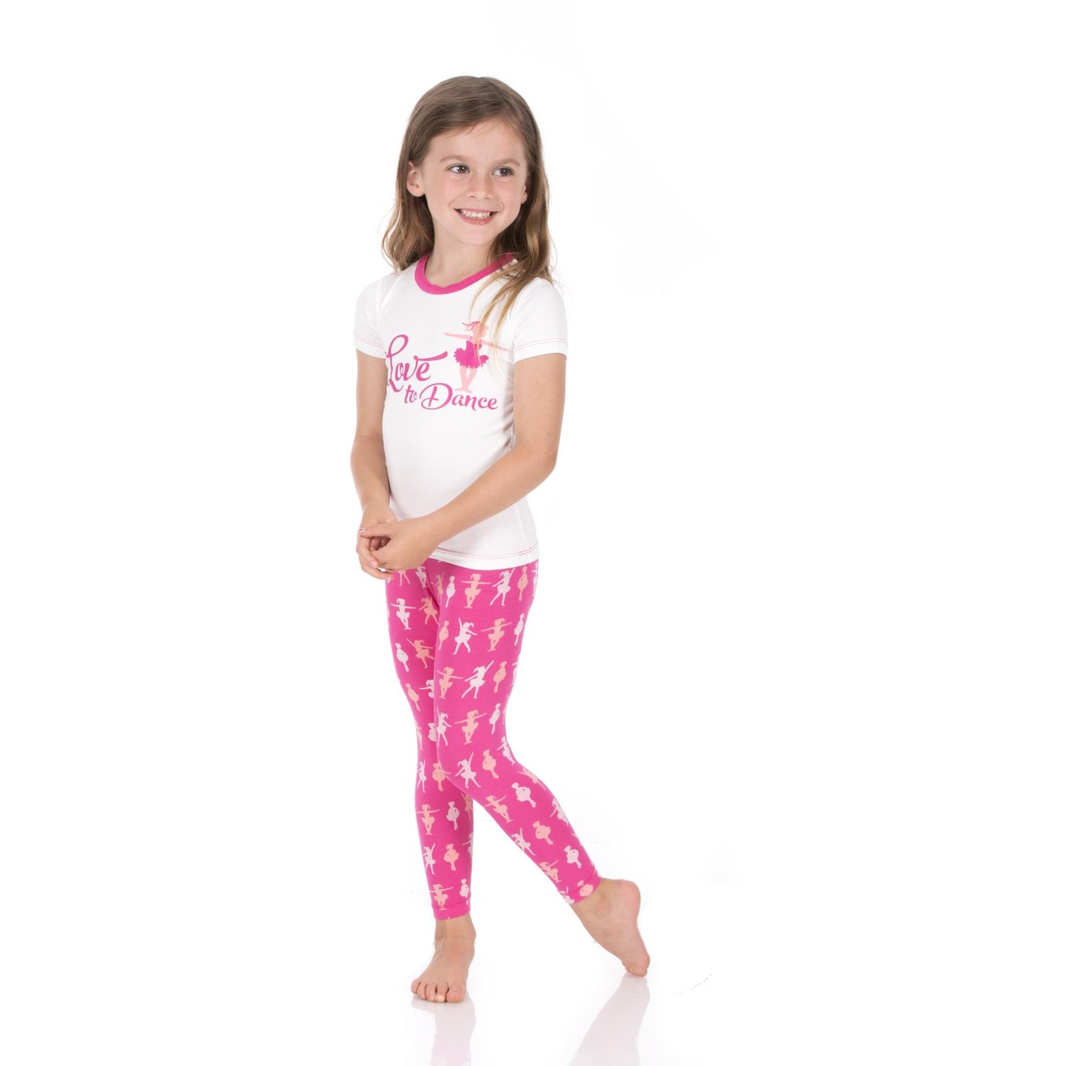 Short Sleeve Graphic Tee Pajama Set in Calypso Ballerina