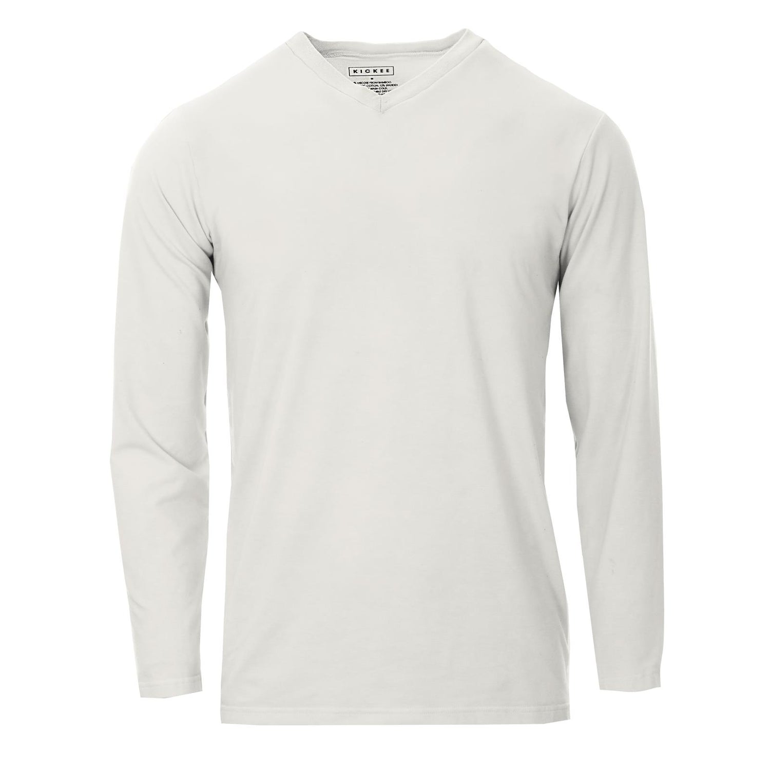 Men's Solid Long Sleeve Luxe Jersey V-Neck Tee in Natural