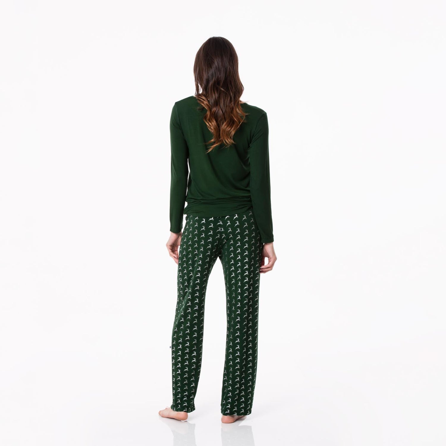 Women's Long Sleeve Loosey Goosey Tee & Pajama Pants Set in Mountain View Reindeer