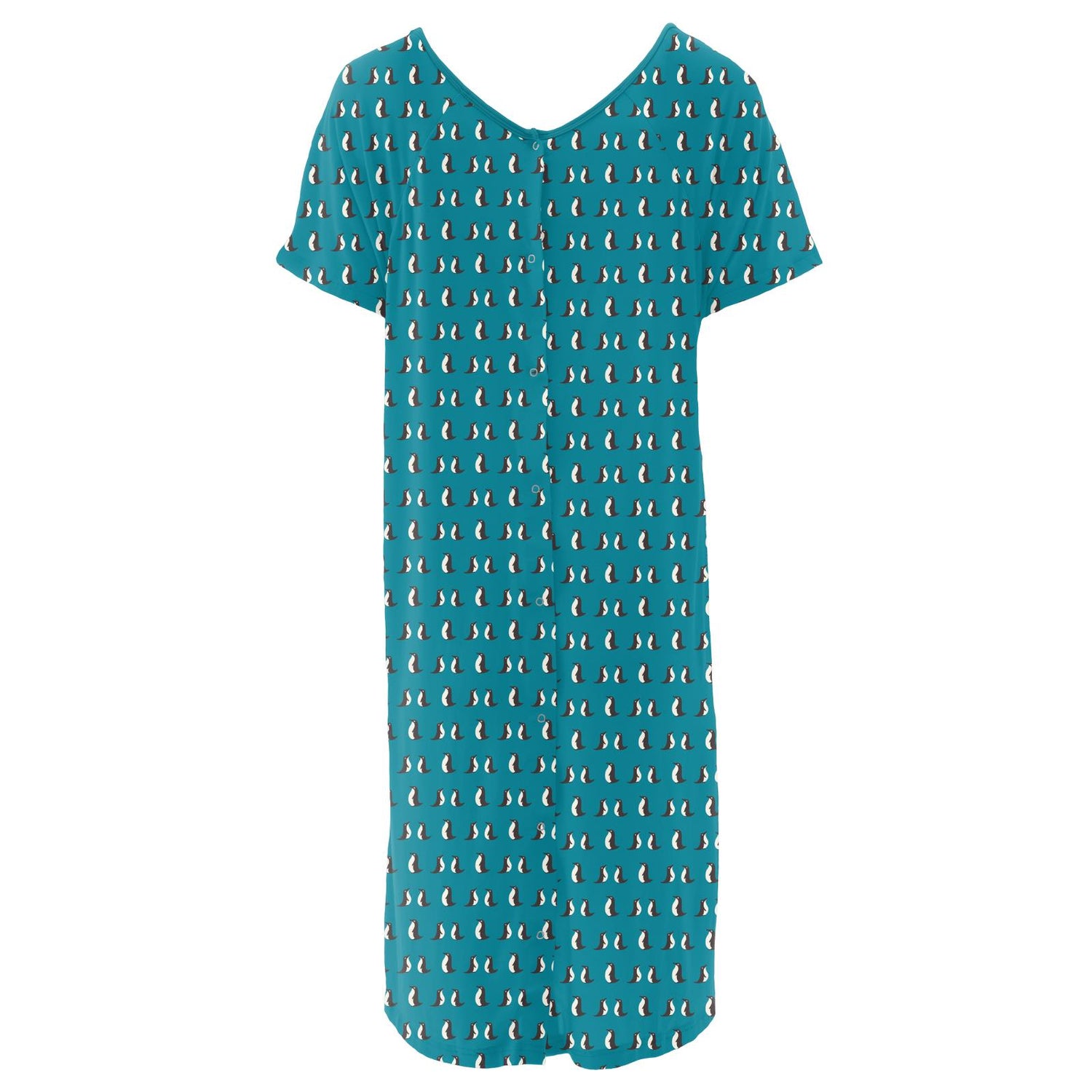 Women's Print Hospital Gown in Bay Penguins