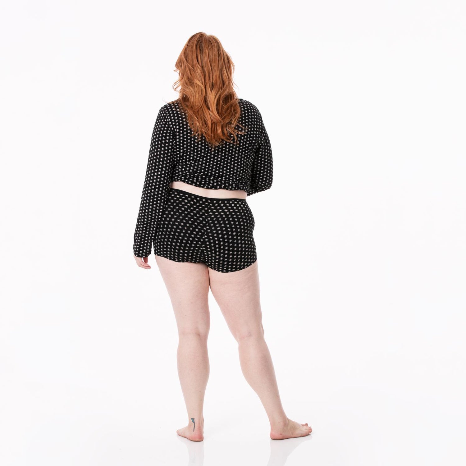 Women's Print Boy Short Underwear in Midnight Tiny Snowflakes