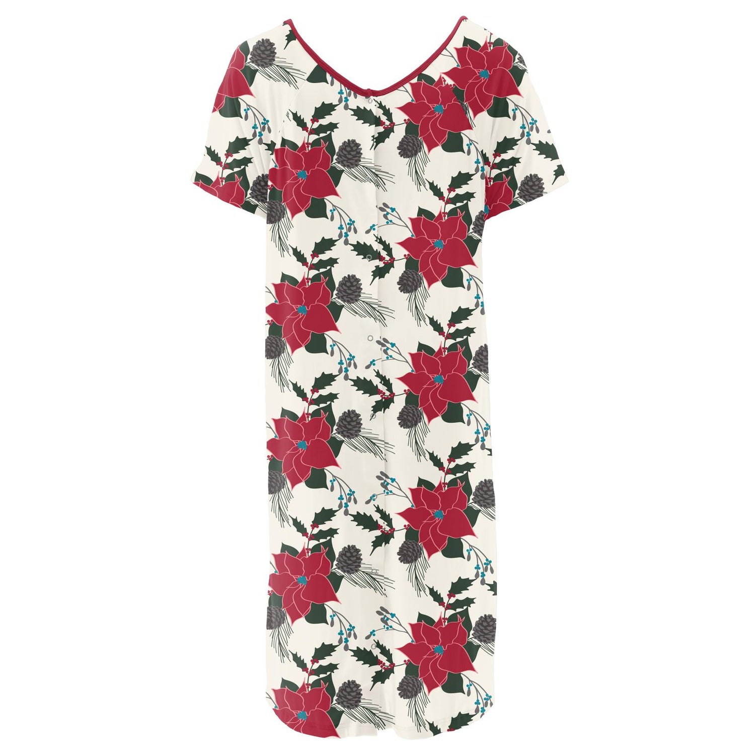 Women's Print Hospital Gown in Christmas Floral