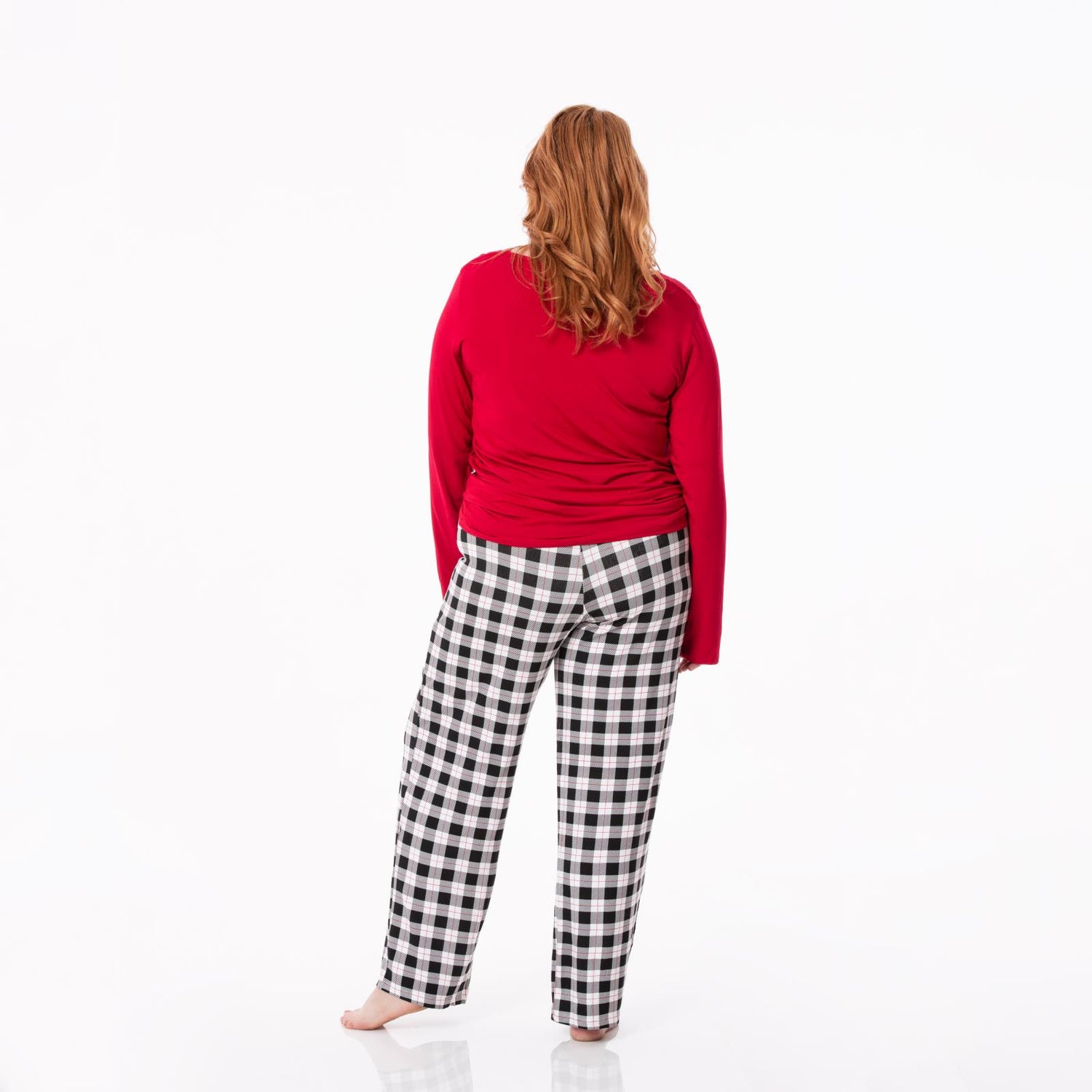 Women's Long Sleeve Loosey Goosey Tee & Pajama Pants Set in Midnight Holiday Plaid
