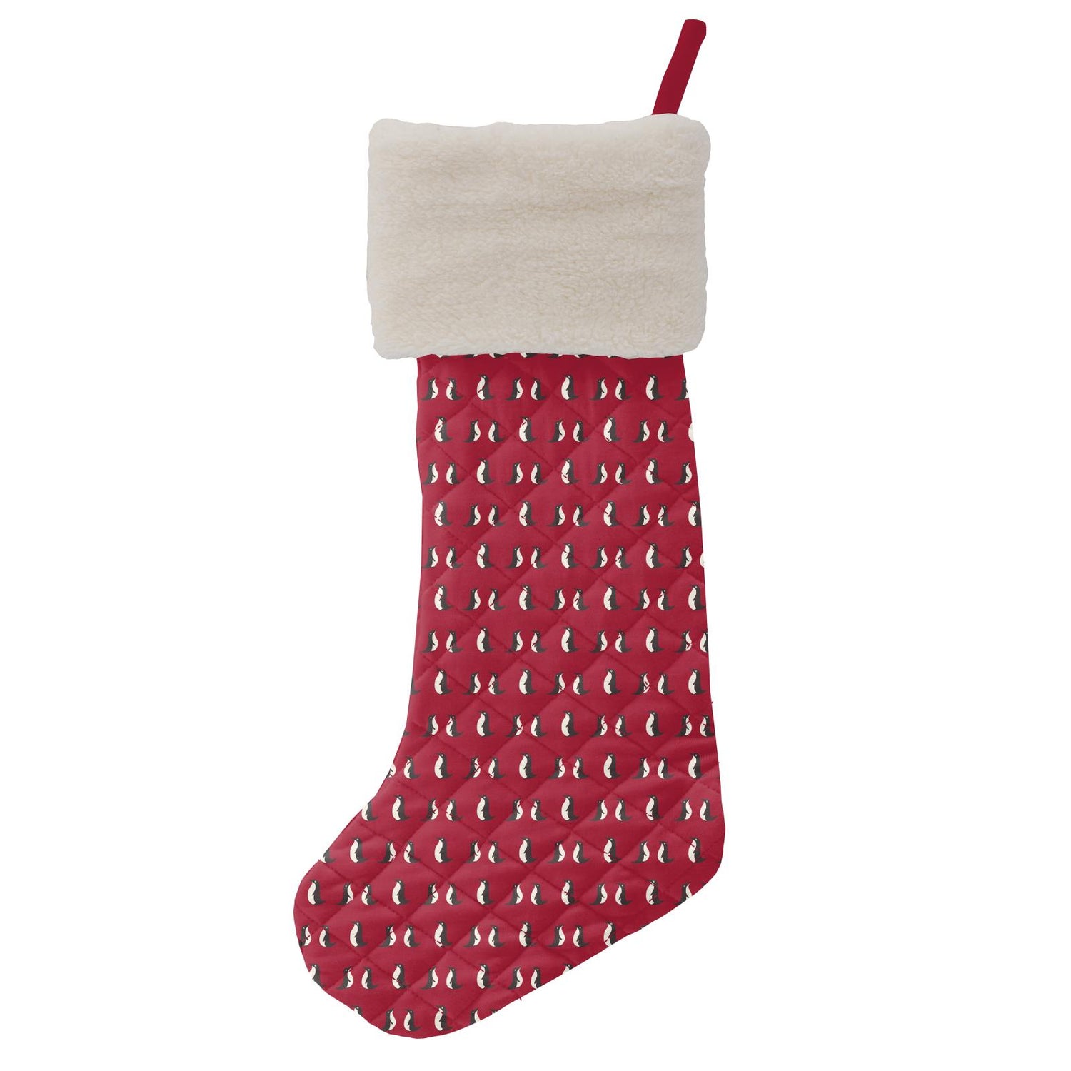 Quilted Stocking in Crimson Penguin/Midnight Holiday Plaid