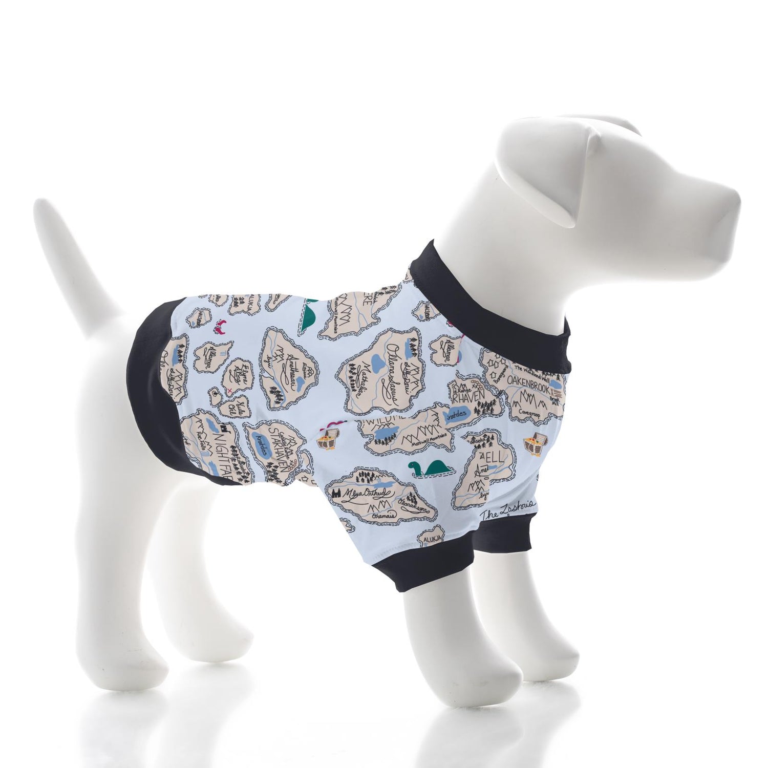 Print Dog Jammies in Dew Pirate Map