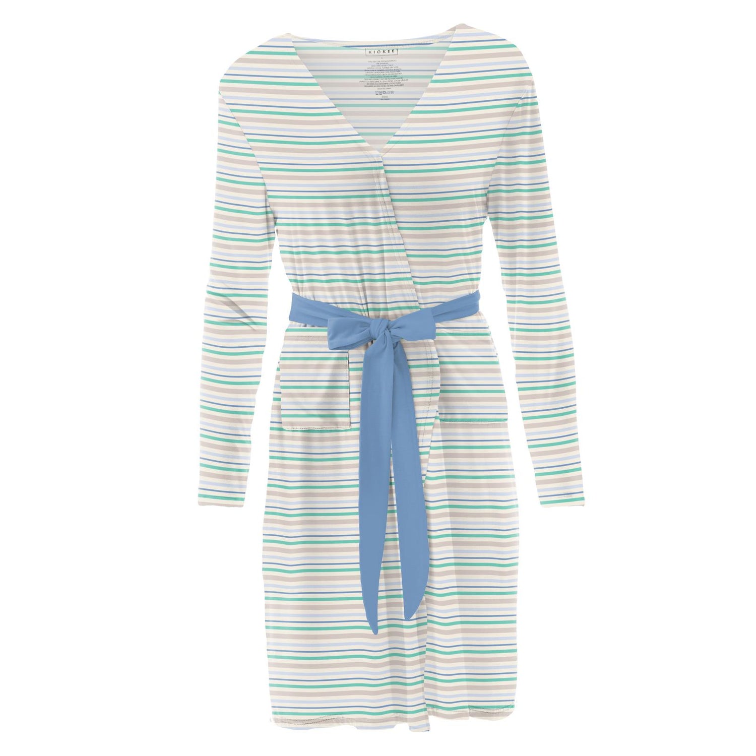 Women's Print Mid Length Lounge Robe in Mythical Stripe