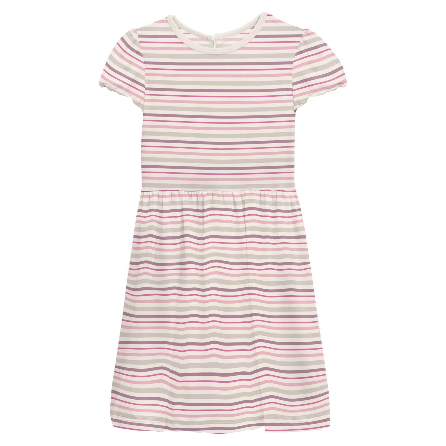 Print Flutter Sleeve Twirl Dress with Pockets in Whimsical Stripe