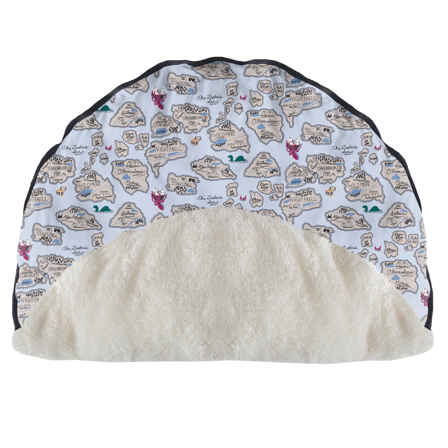 Print Sherpa-Lined Fluffle Playmat in Dew Pirate Map