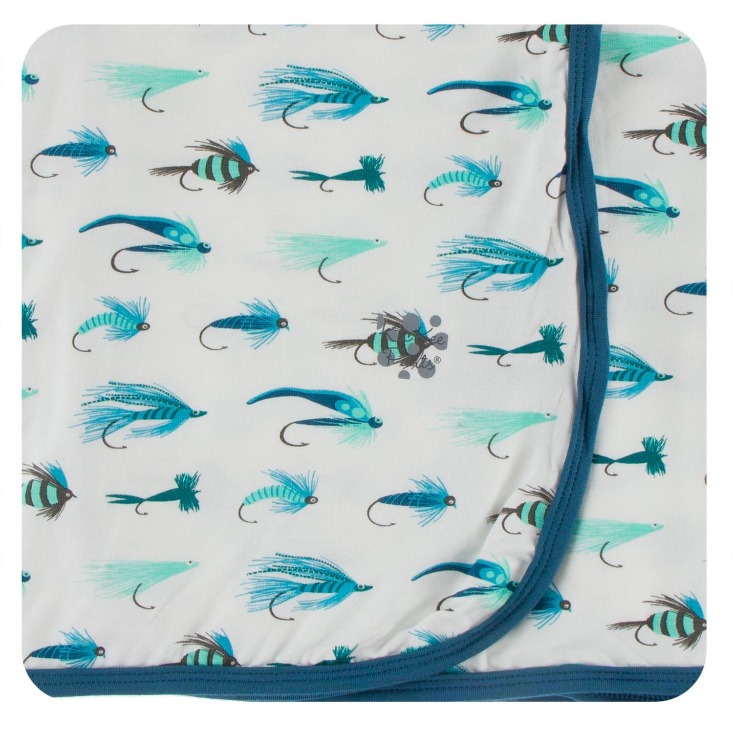 Print Swaddling Blanket in Natural Fishing Flies