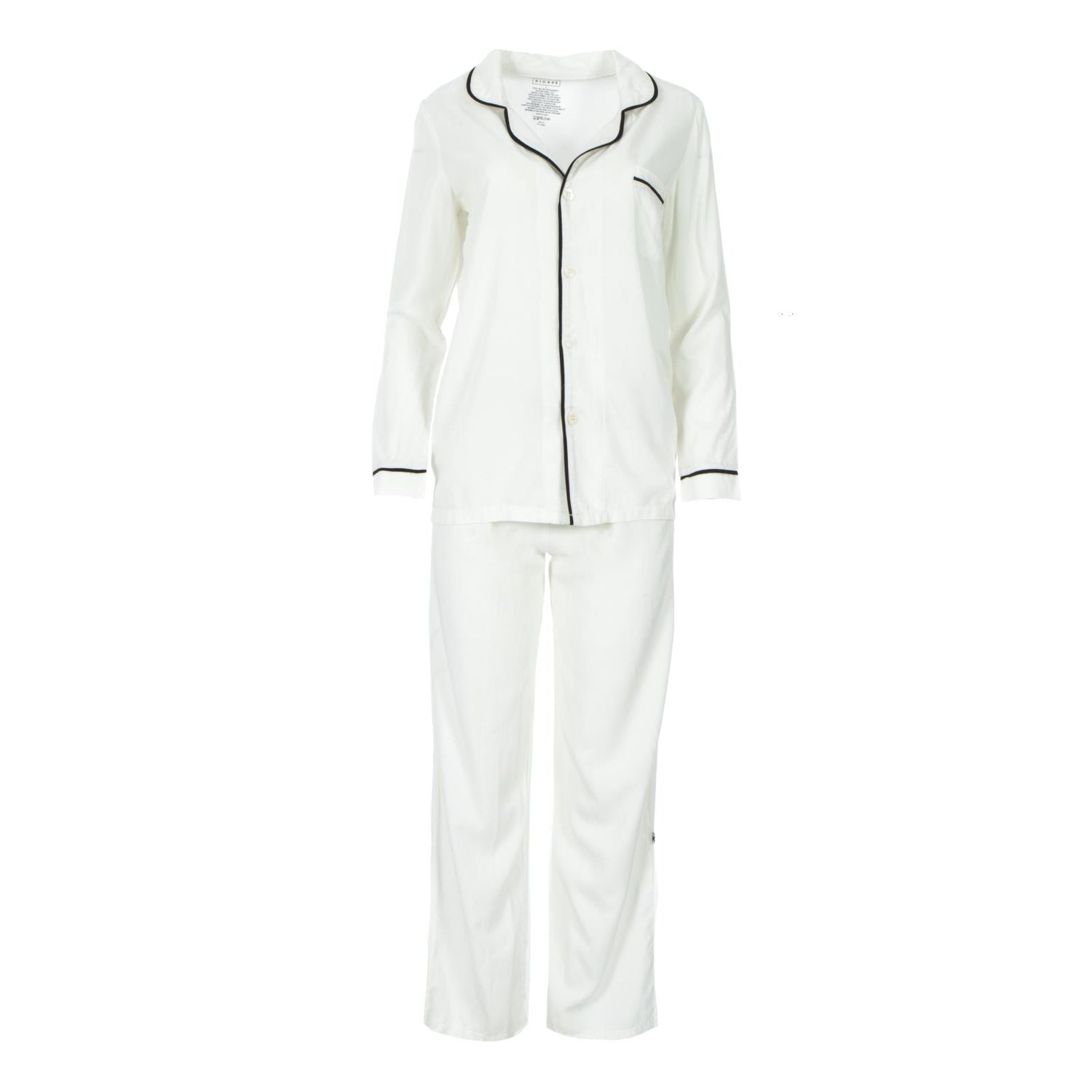 Woven Collared Pajama Set in Natural with Midnight
