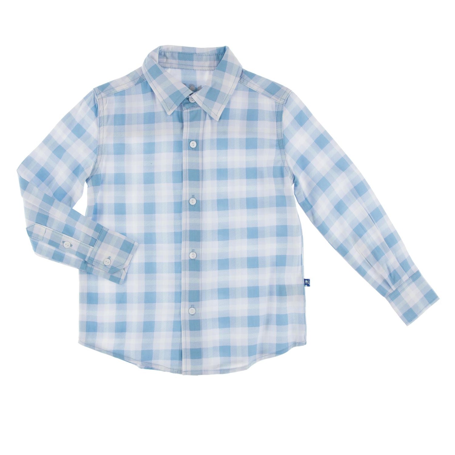 Print Long Sleeve Woven Button Down Shirt in Blue Moon Holiday Plaid