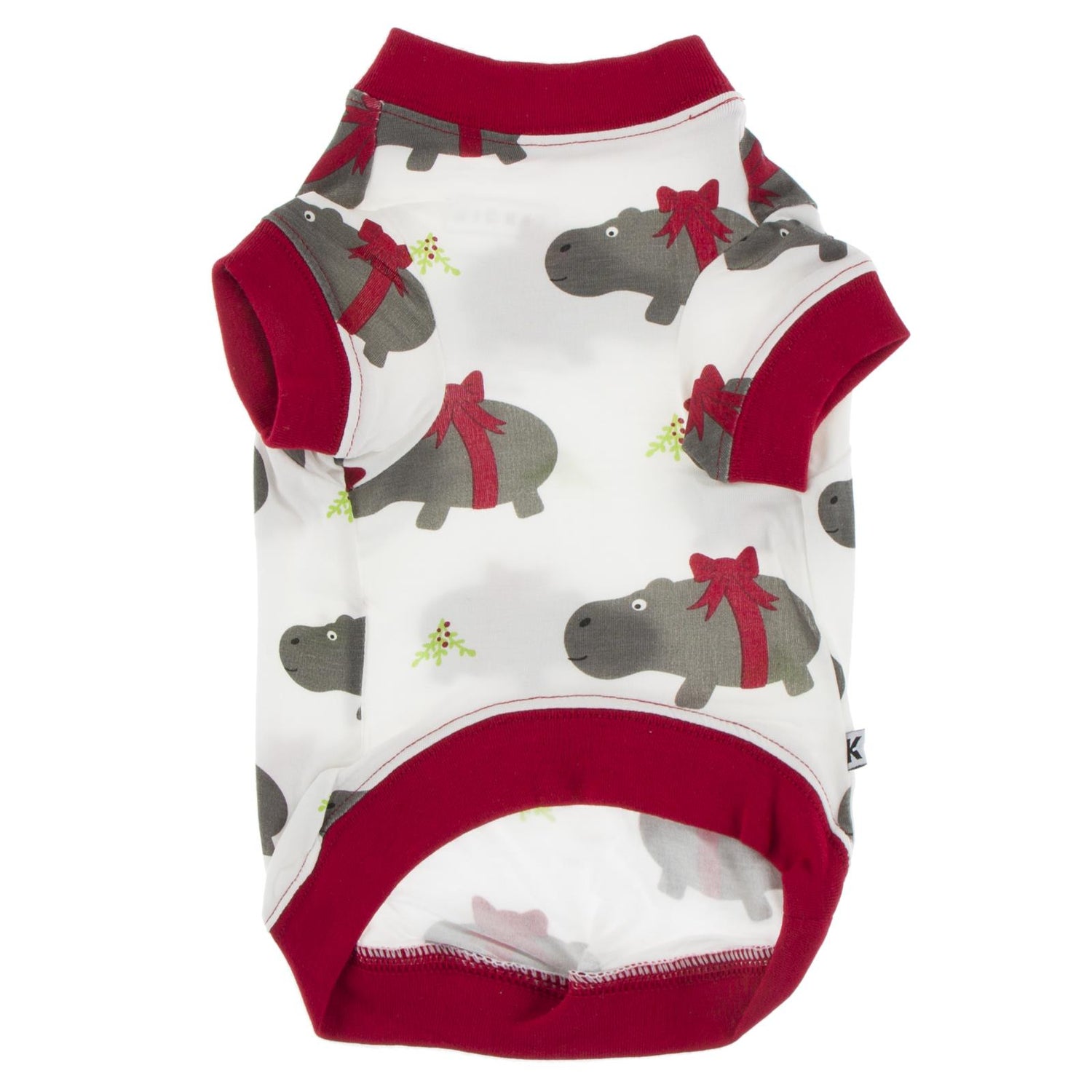 Print Dog Tee in Natural Christmas Hippo